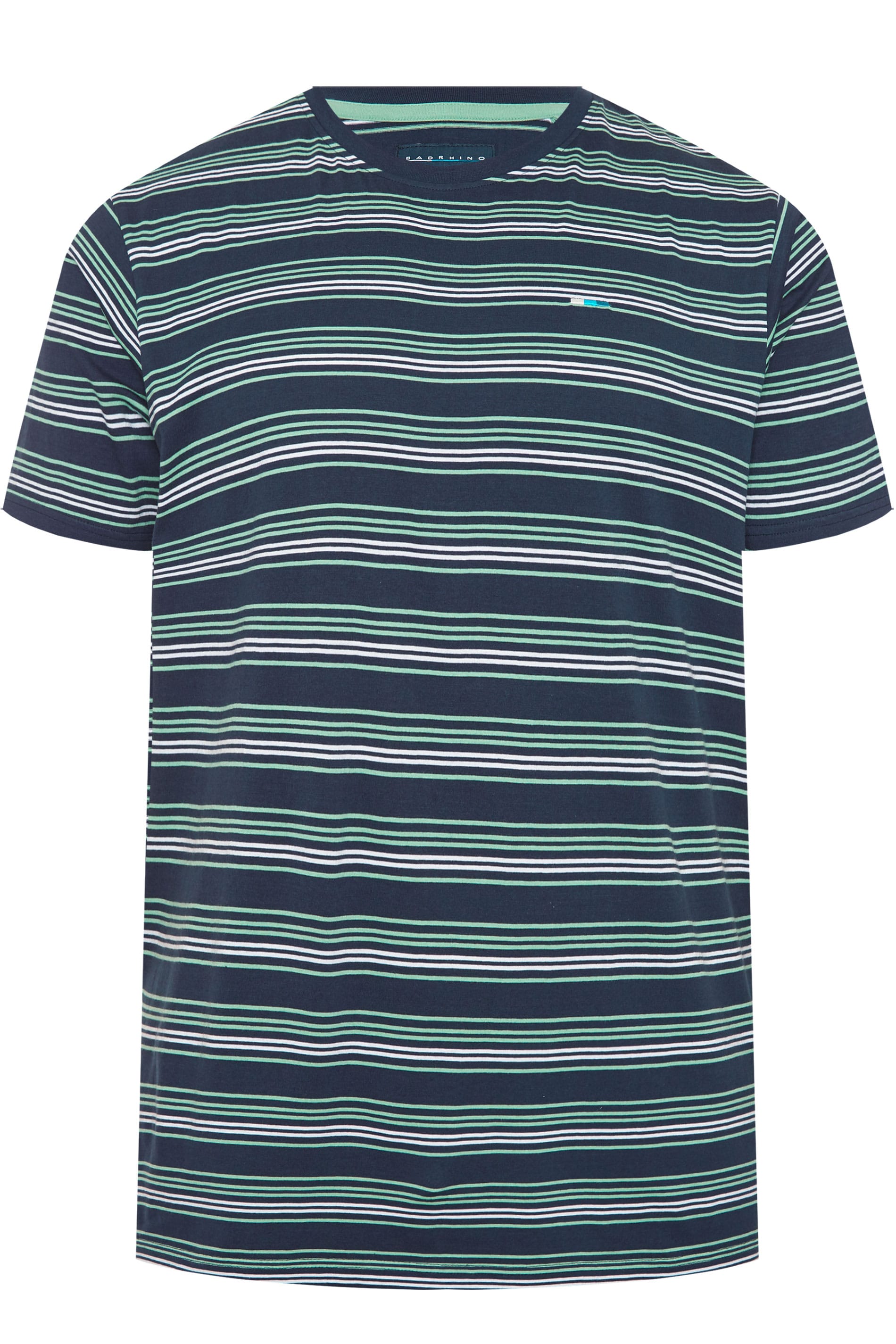 BadRhino Big & Tall Navy Blue & Green Stripe T-Shirt 1