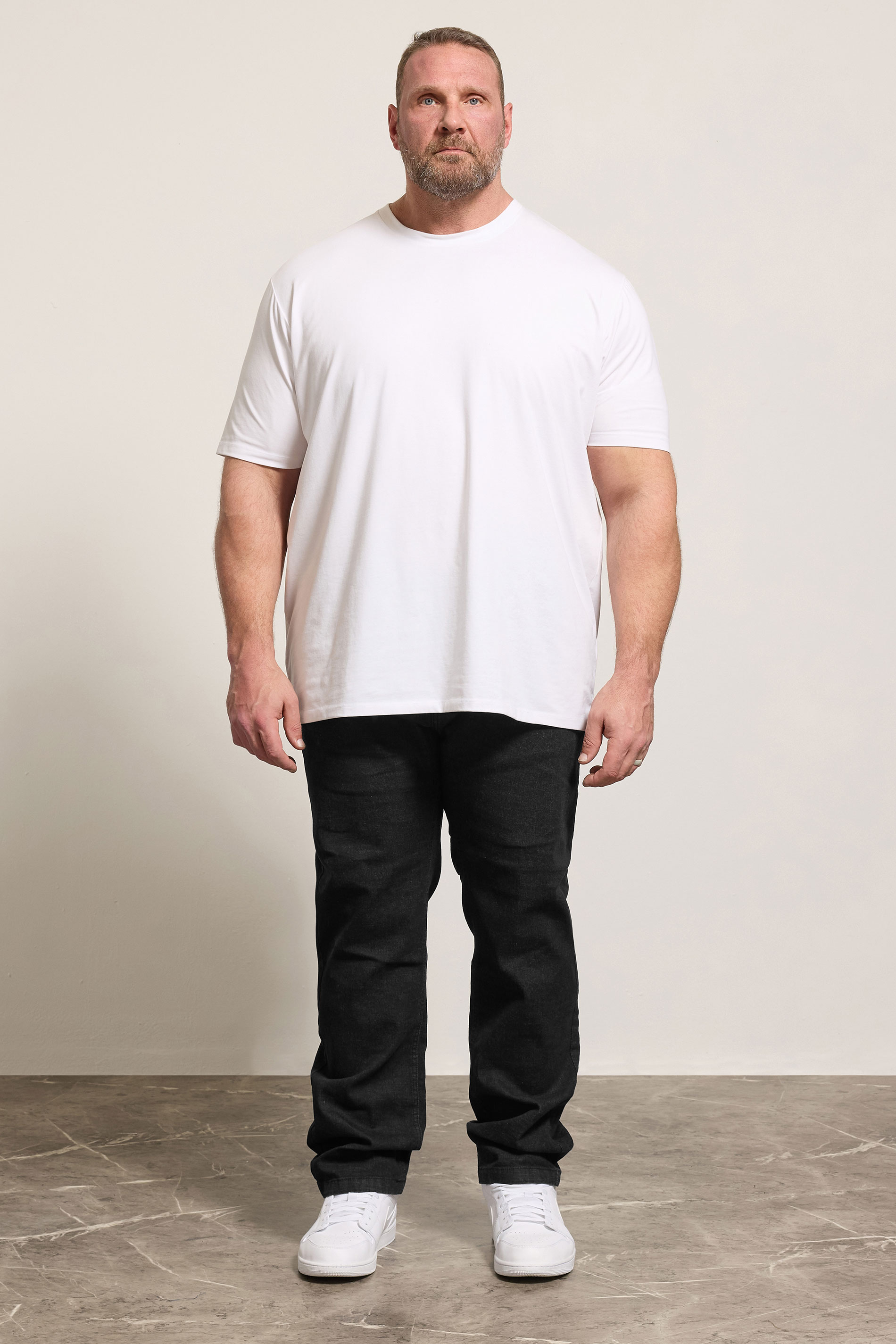 D555 Black Elasticated Waist Relaxed Fit Jeans | BadRhino 1