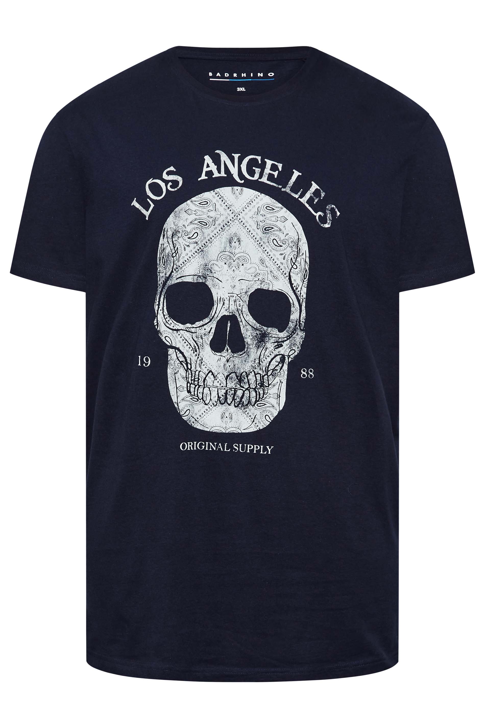 BadRhino Big & Tall Navy Blue Skull T-Shirt 1