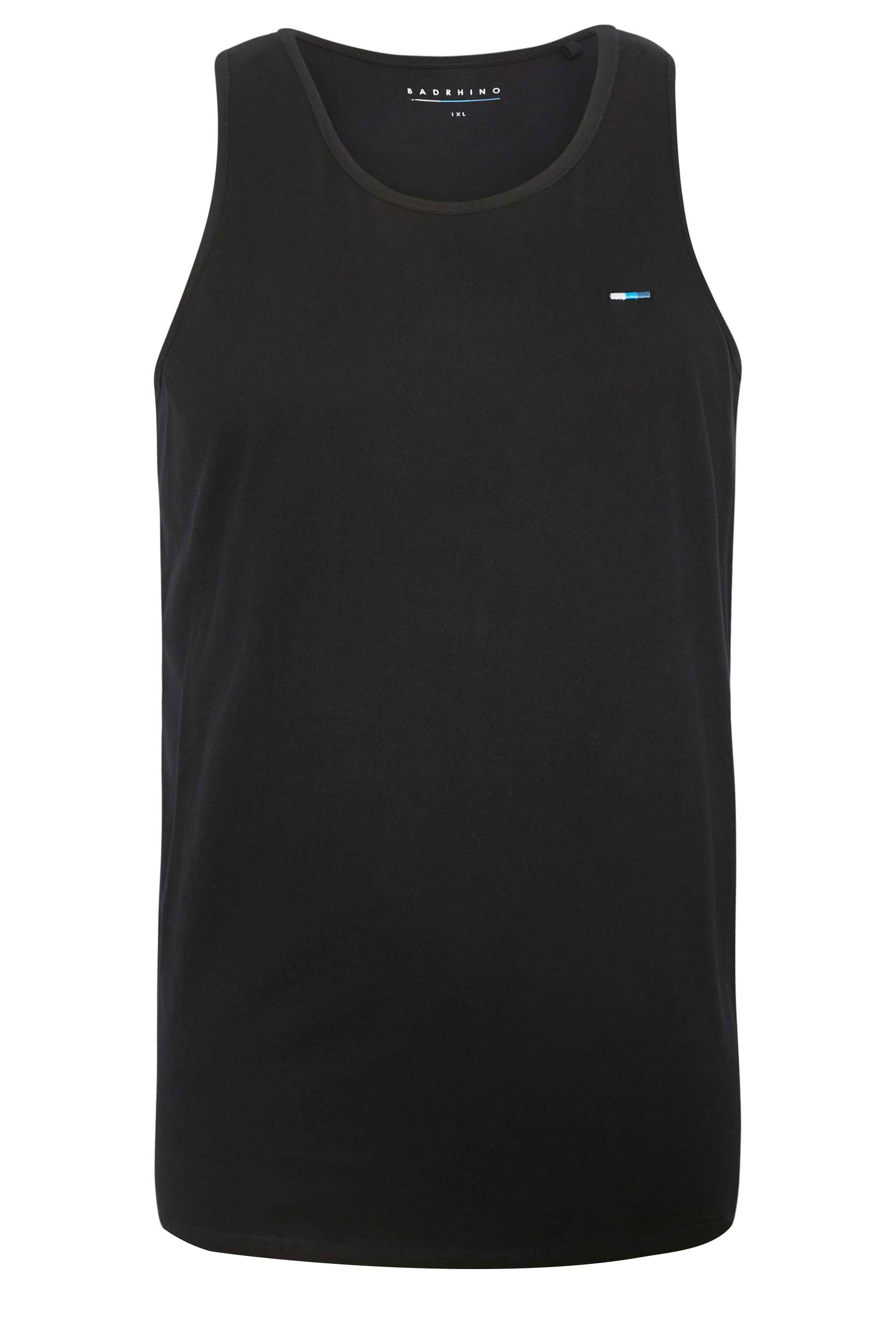 BadRhino Big & Tall 5 Pack Grey/Green/White/Navy/Black Extra Long Plain Vest Top | BadRhino 8