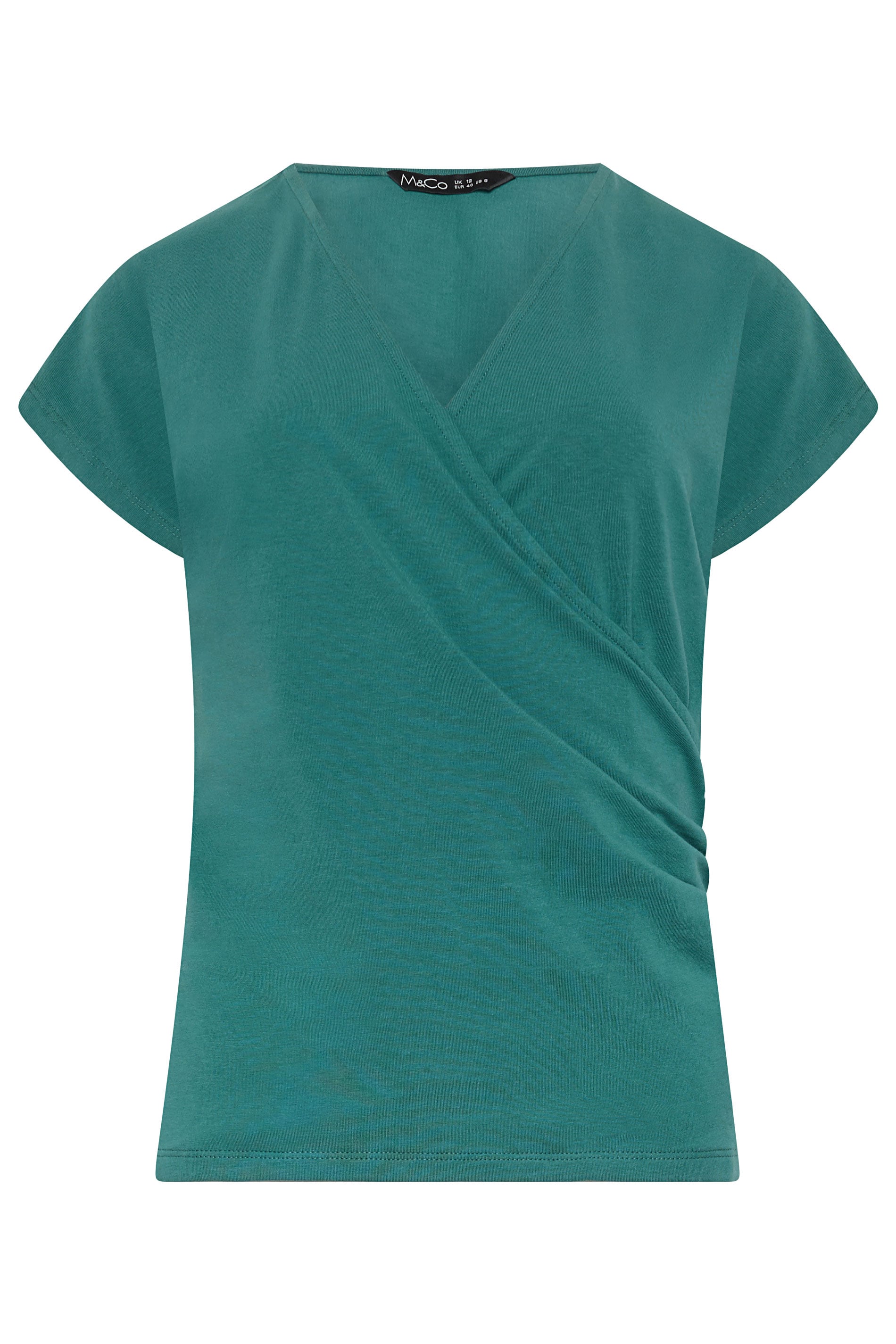 M&Co Teal Grown-On Sleeve Wrap Top | M&Co 5