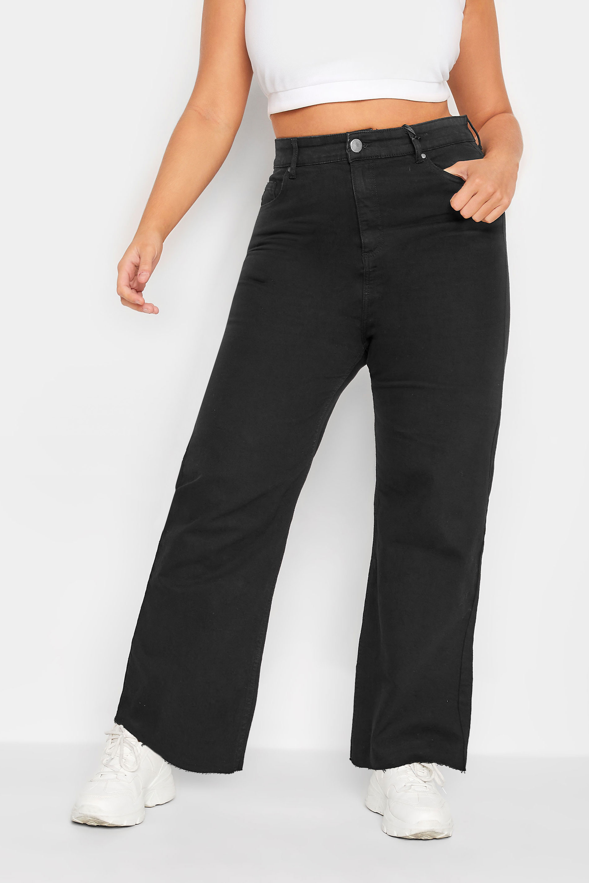 Jeans for Women Plus Size Women's Jeans Plus Zipper Fly Wide Leg Jeans  Fashion Plus Size Denim Pants Jeans (Color : Black, Size : X-Large) at   Women's Jeans store