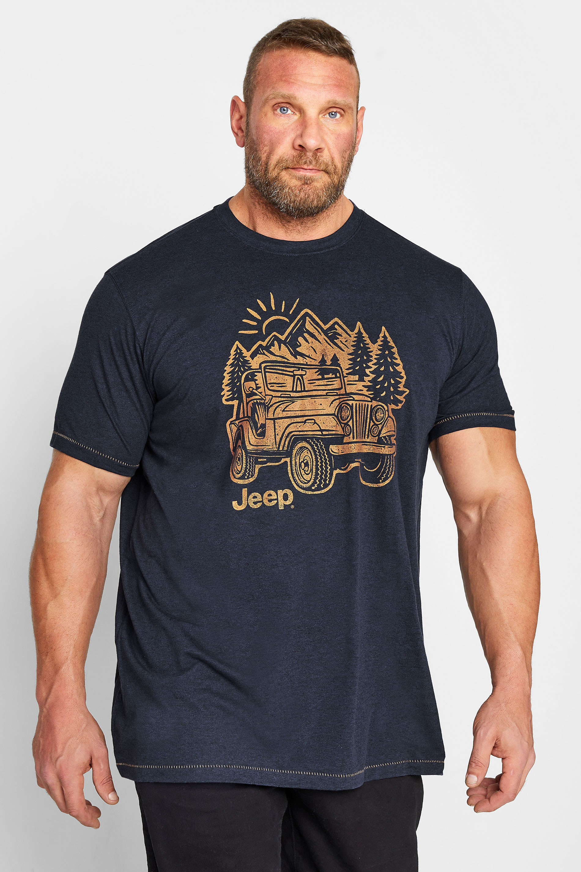 D555 Big & Tall Navy Blue Jeep Graphic Print T-Shirt | BadRhino 1