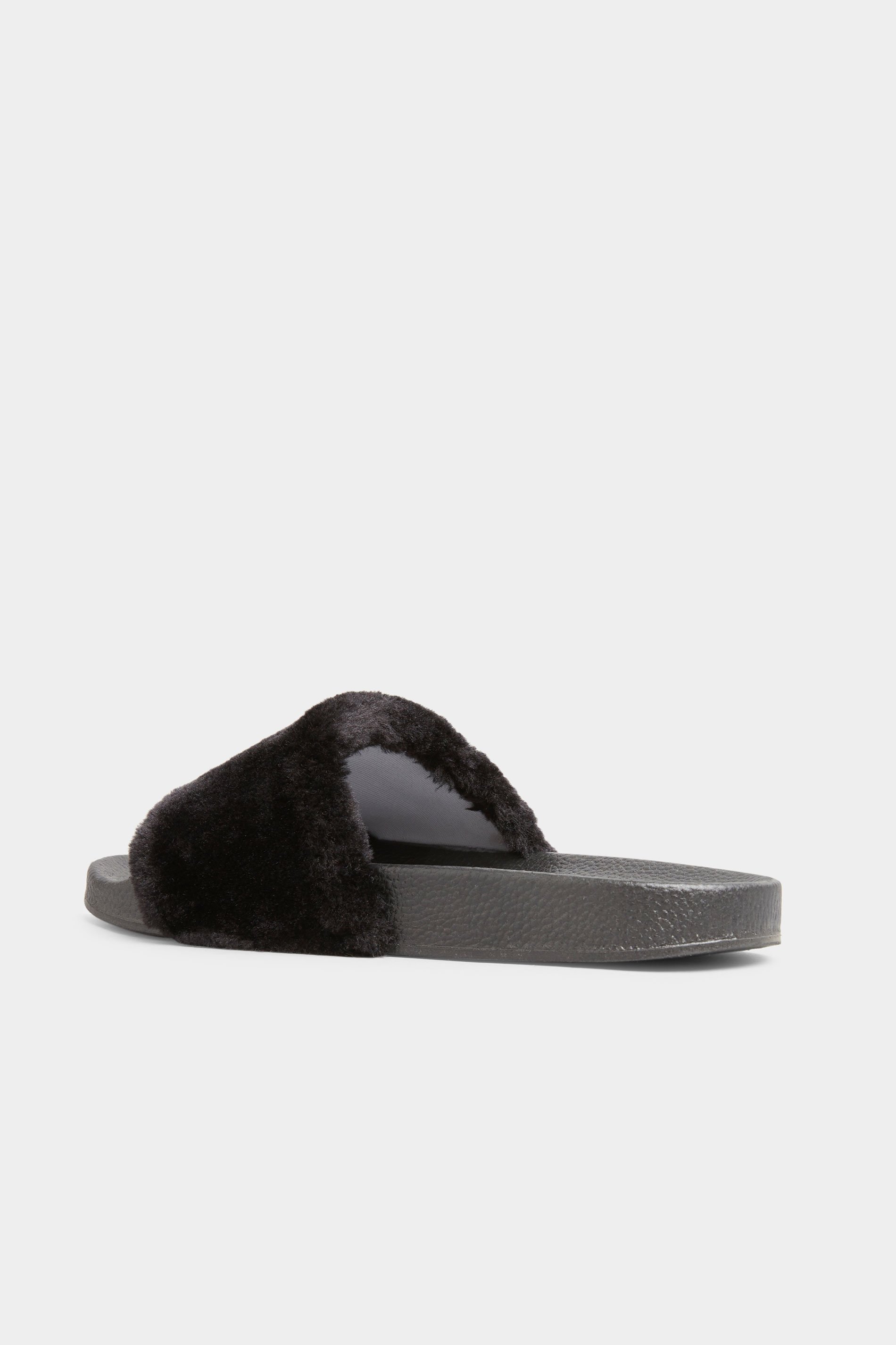 Black Faux Fur Sliders In Regular Fit | Long Tall Sally