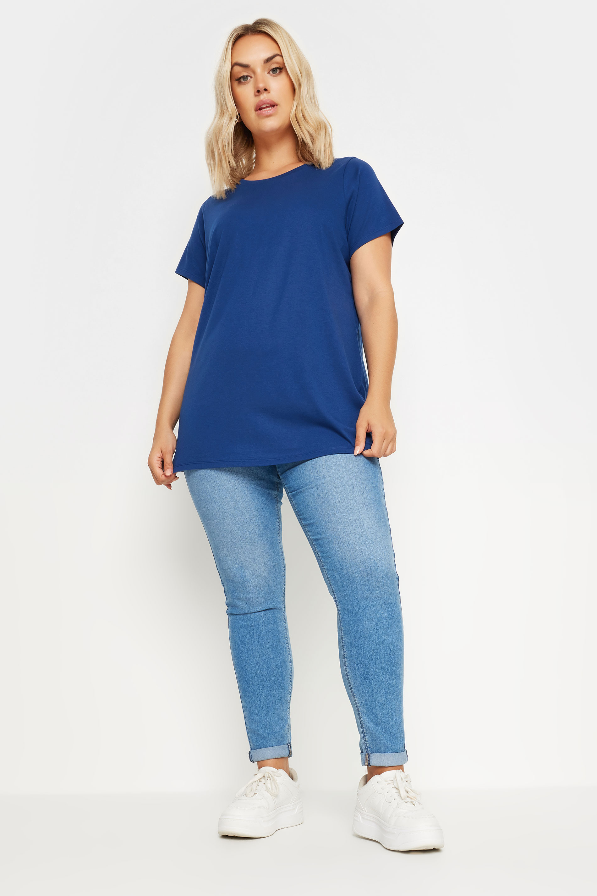 YOURS Plus Size Blue Short Sleeve T-Shirt | Yours Clothing