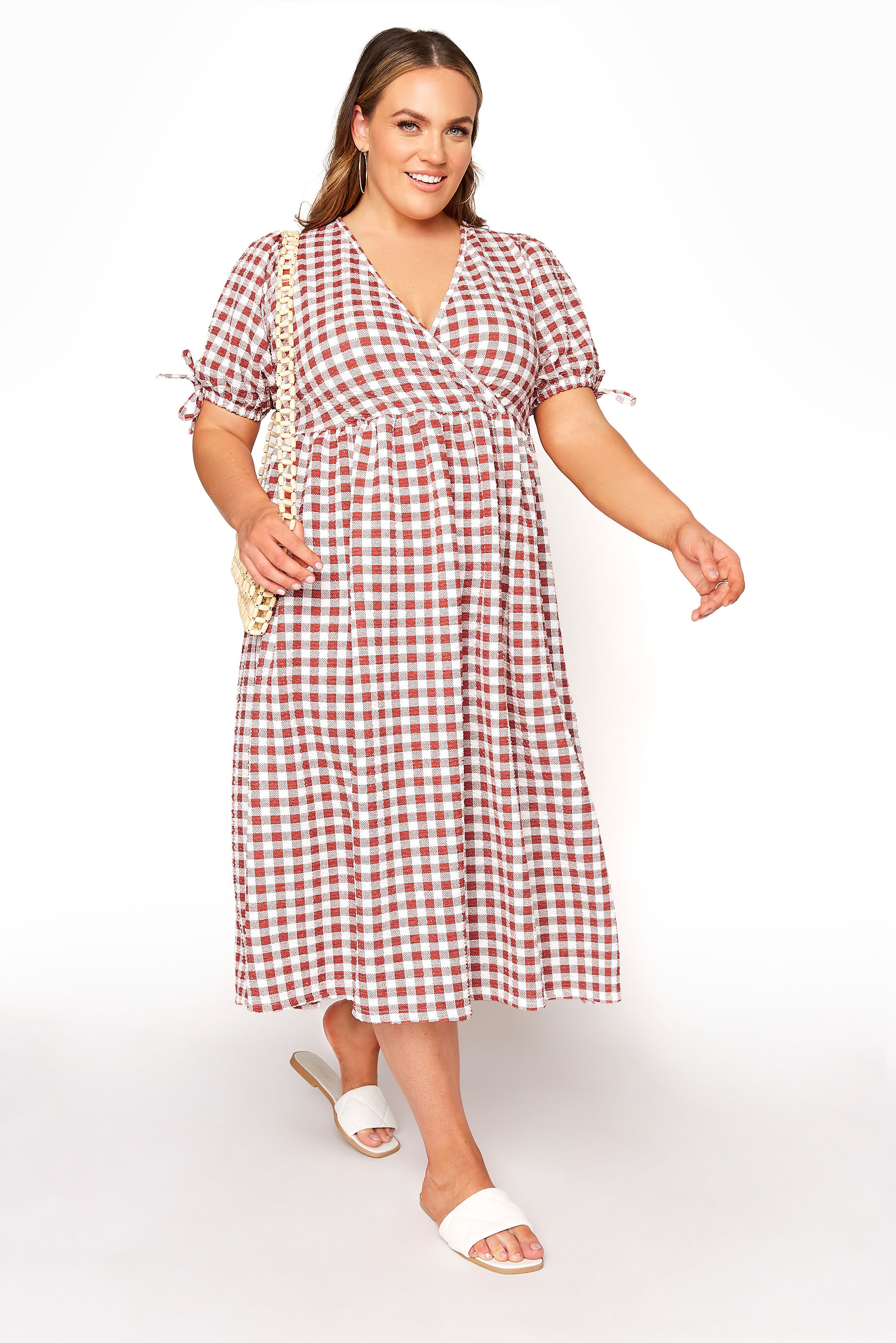 LIMITED COLLECTION Rust Gingham Wrap Midi Dress