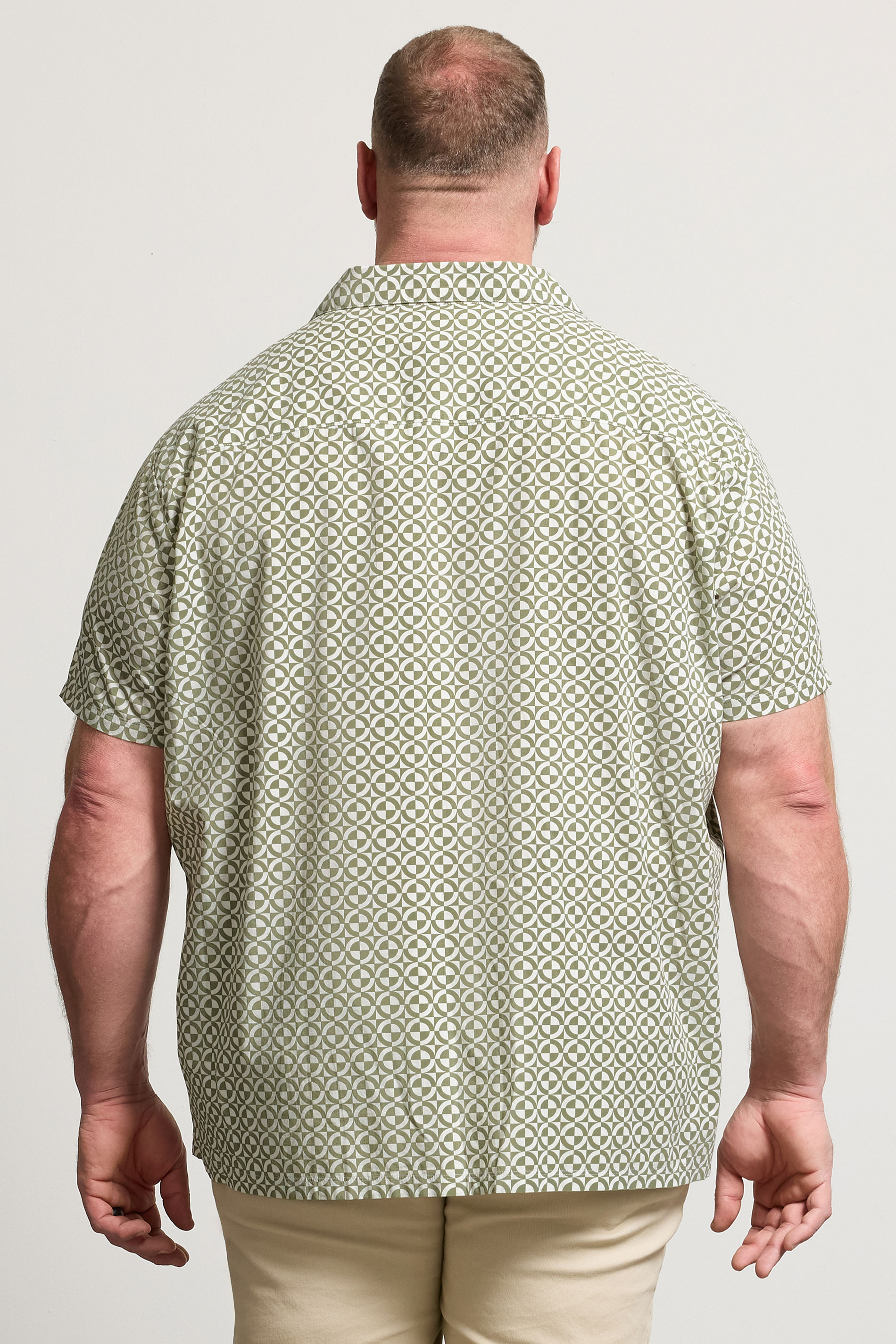 BadRhino Big & Tall Green Geometric Poplin Shirt | BadRhino 4