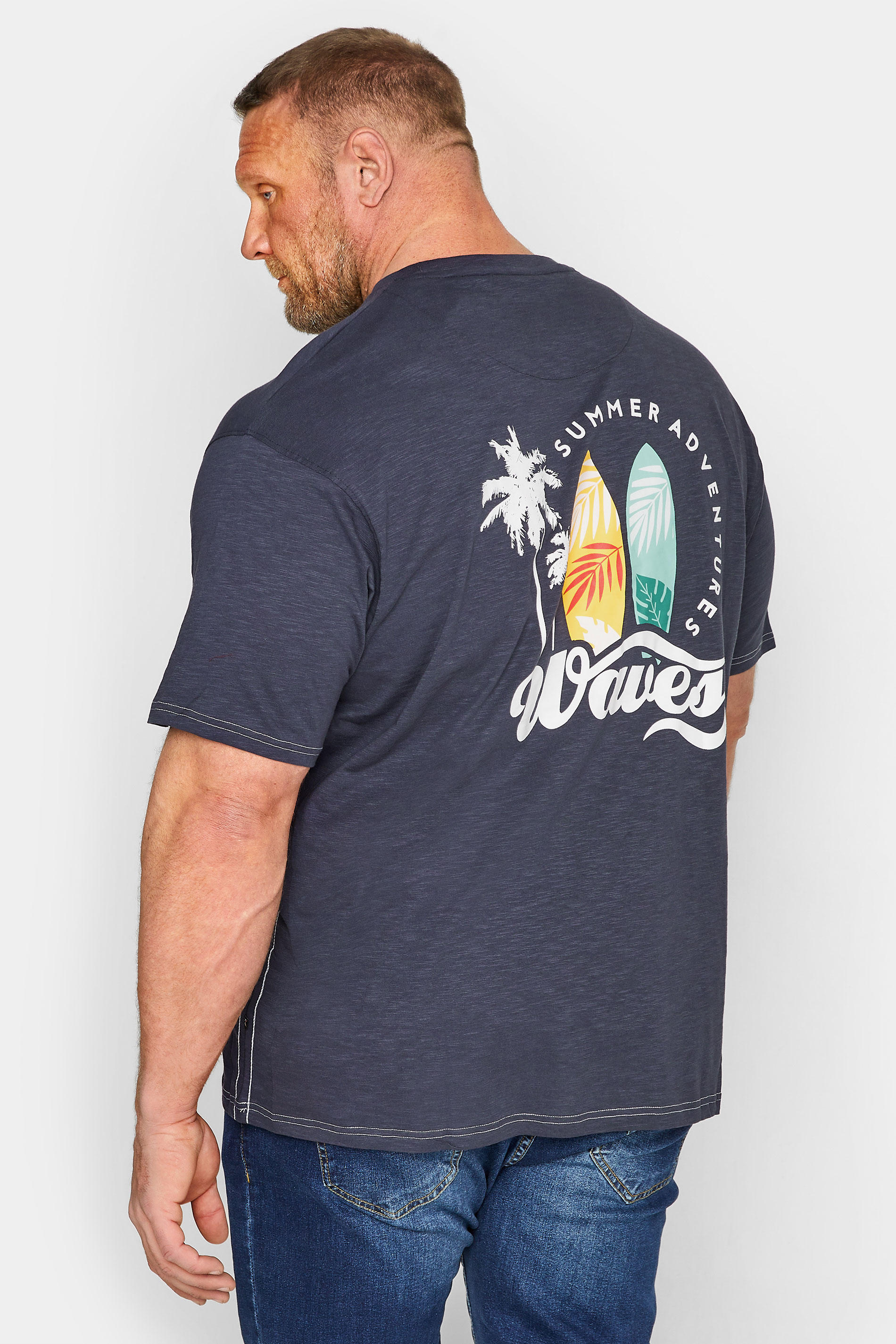 KAM Big & Tall Navy Blue 'Summer Adventure' Print T-Shirt | BadRhino 2