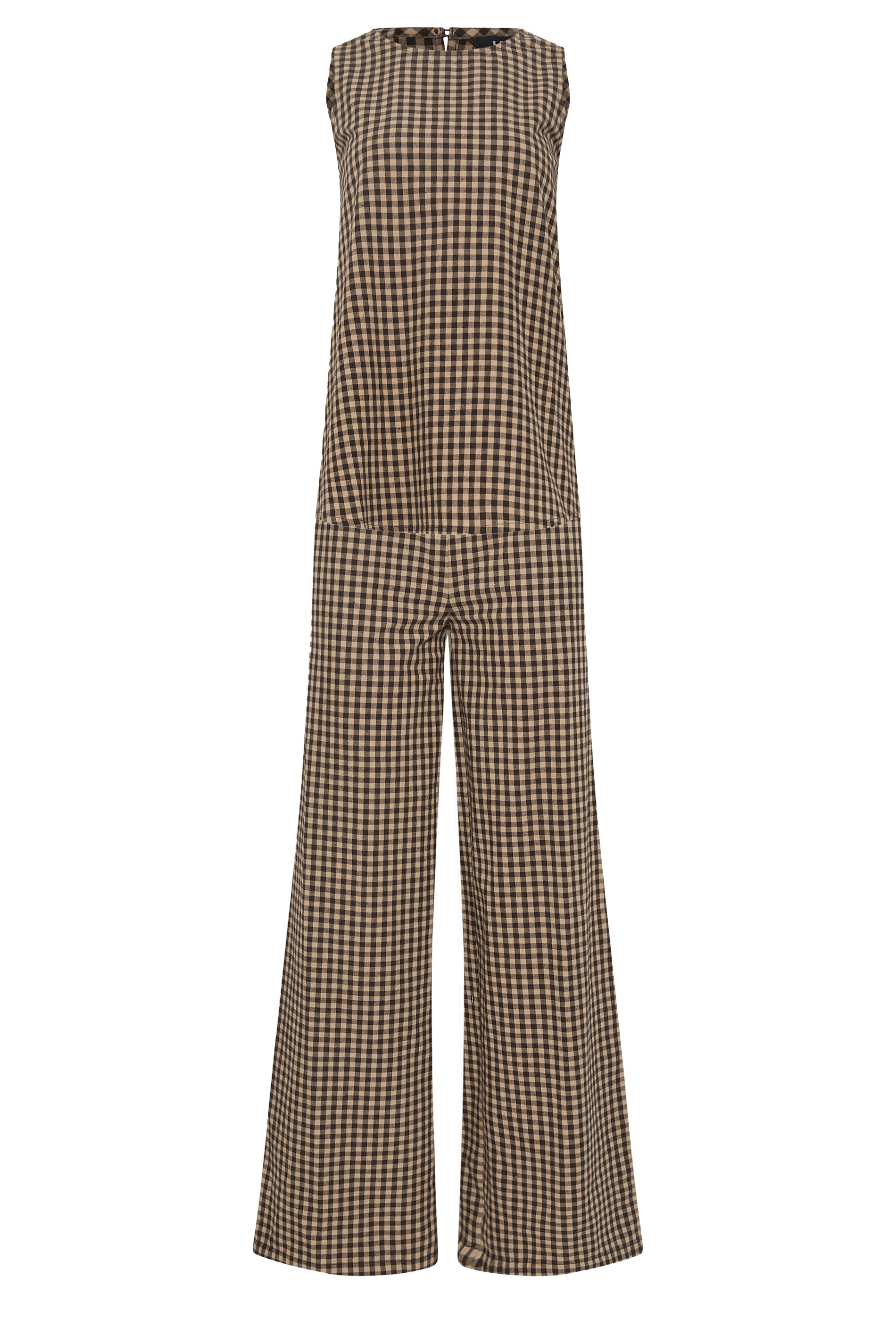 LTS Tall Women's Set Brown Gingham Print Vest Top & Trousers | Long Tall Sally 8