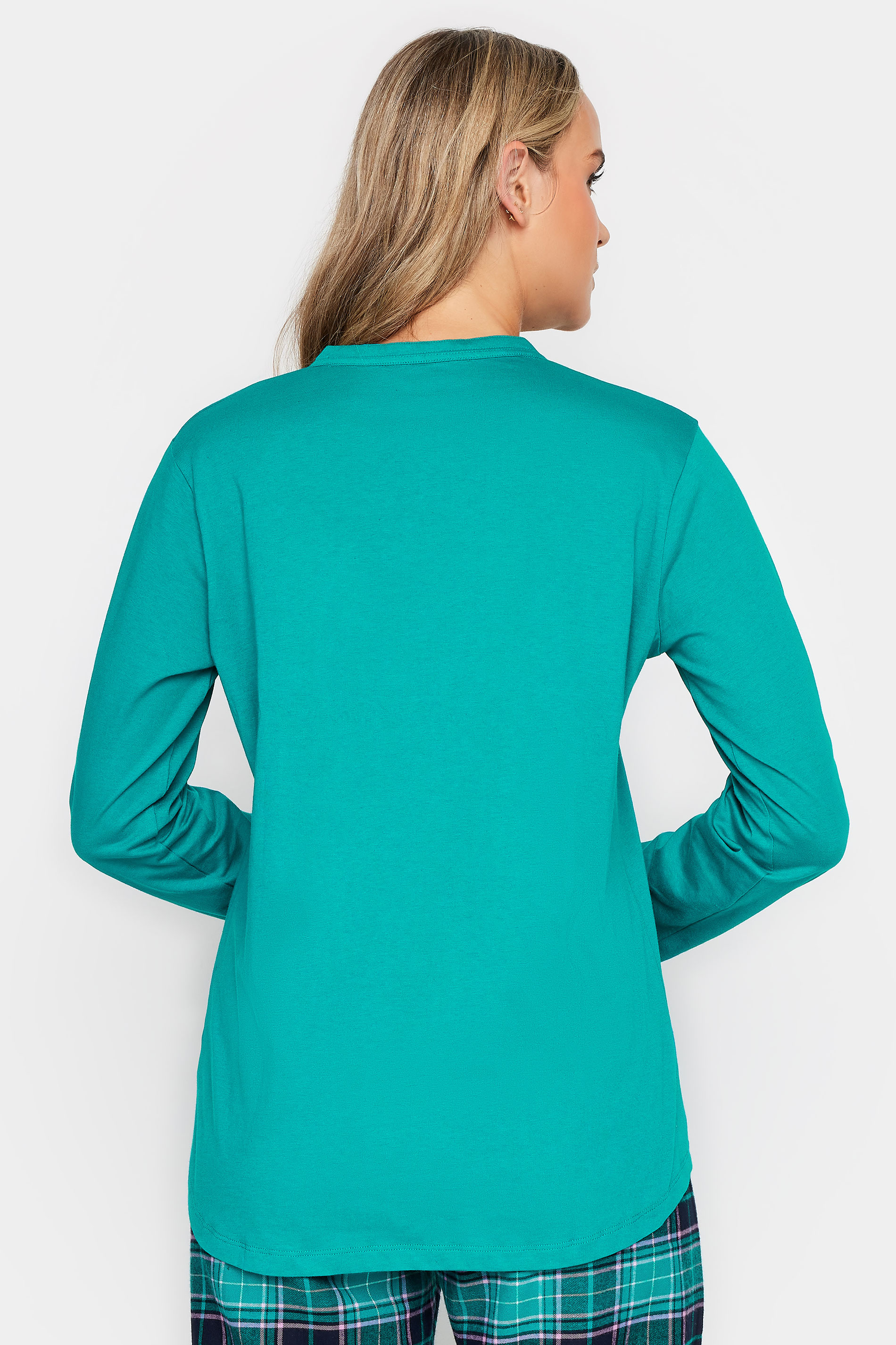 LTS Tall Womens Turquoise Green Placket Pyjama Top | Long Tall Sally  3