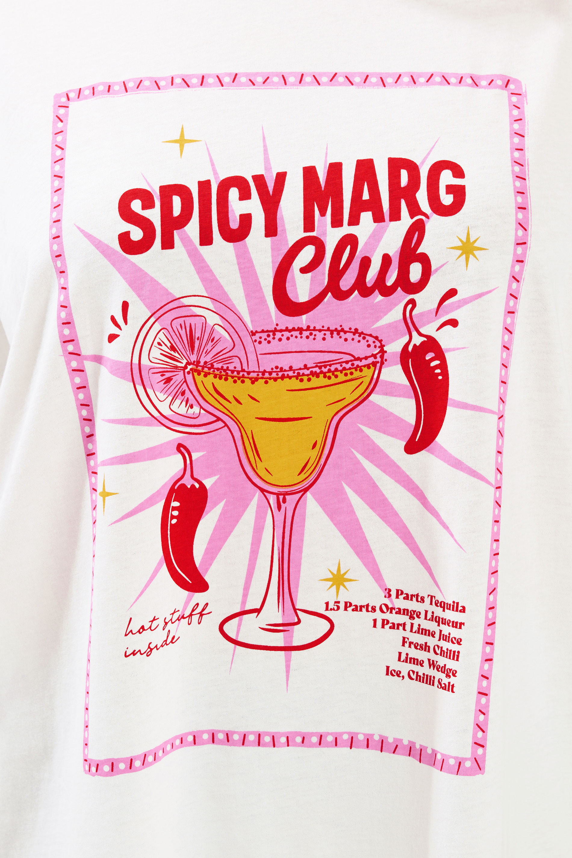 YOURS Plus Size  Ivory White Spicy Margarita T-Shirt | Yours Clothing 5