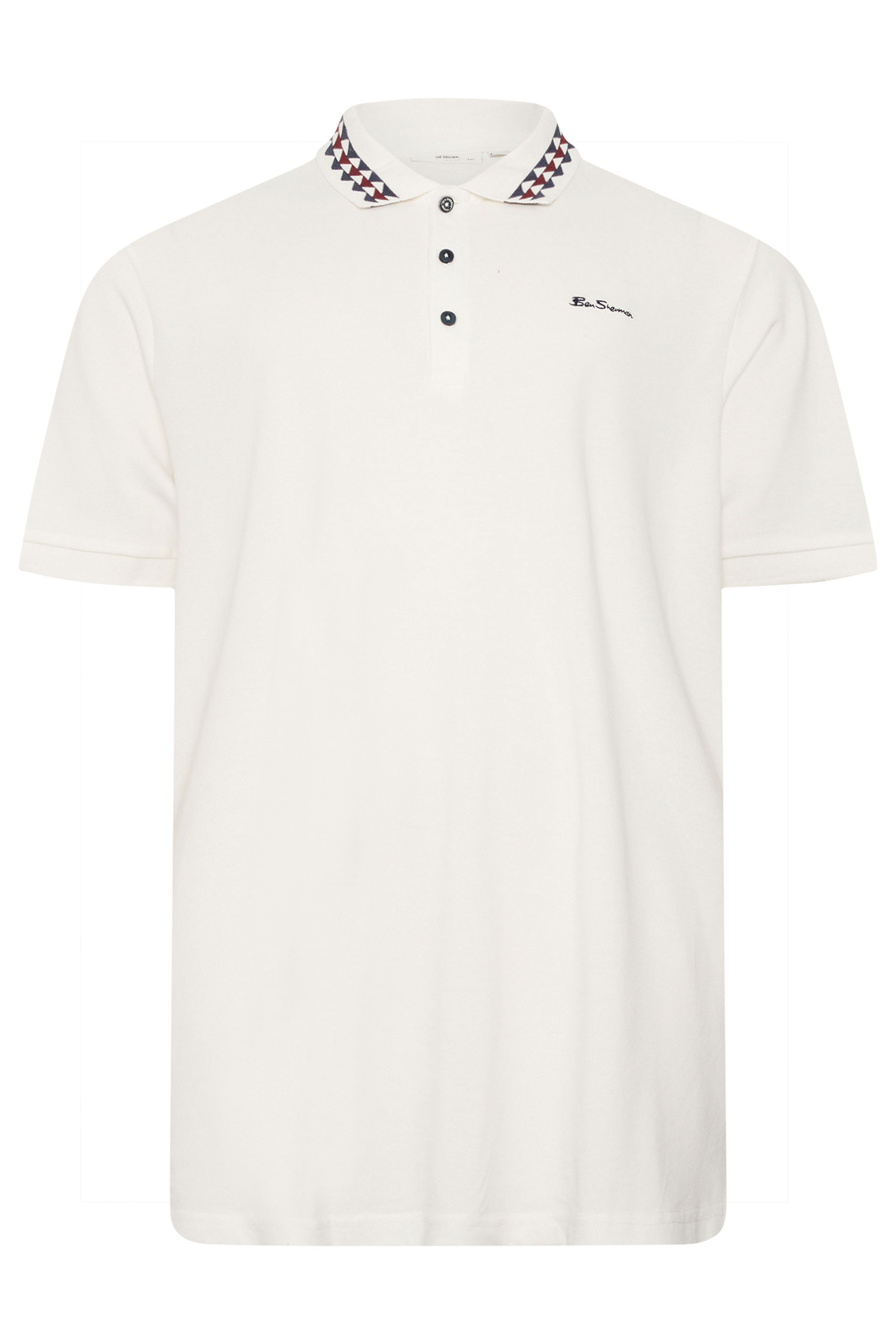 Ben Sherman Big & Tall White Pique Polo Shirt | BadRhino 2