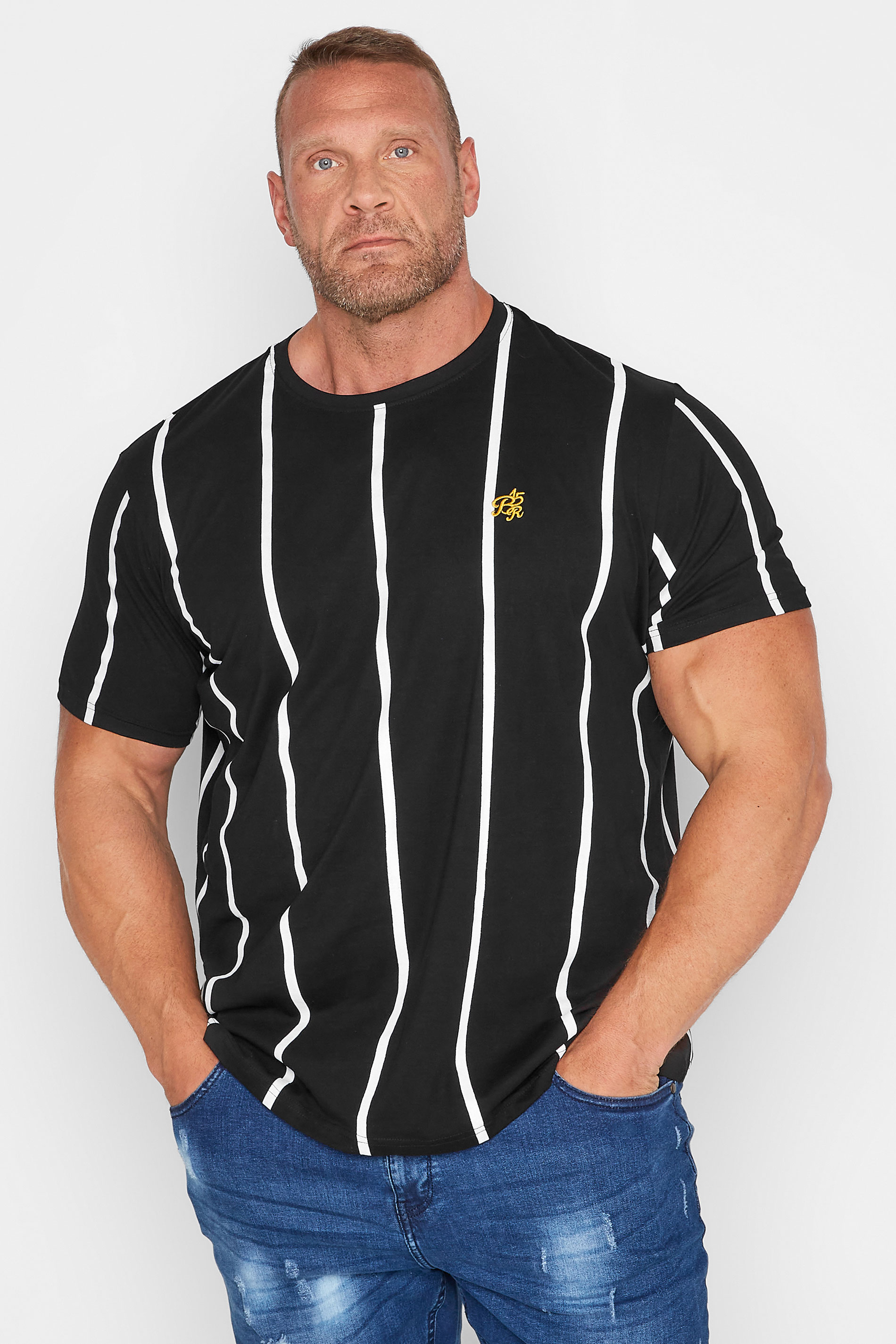 BadRhino Big & Tall Black Stripe Baseball T-Shirt | BadRhino 1