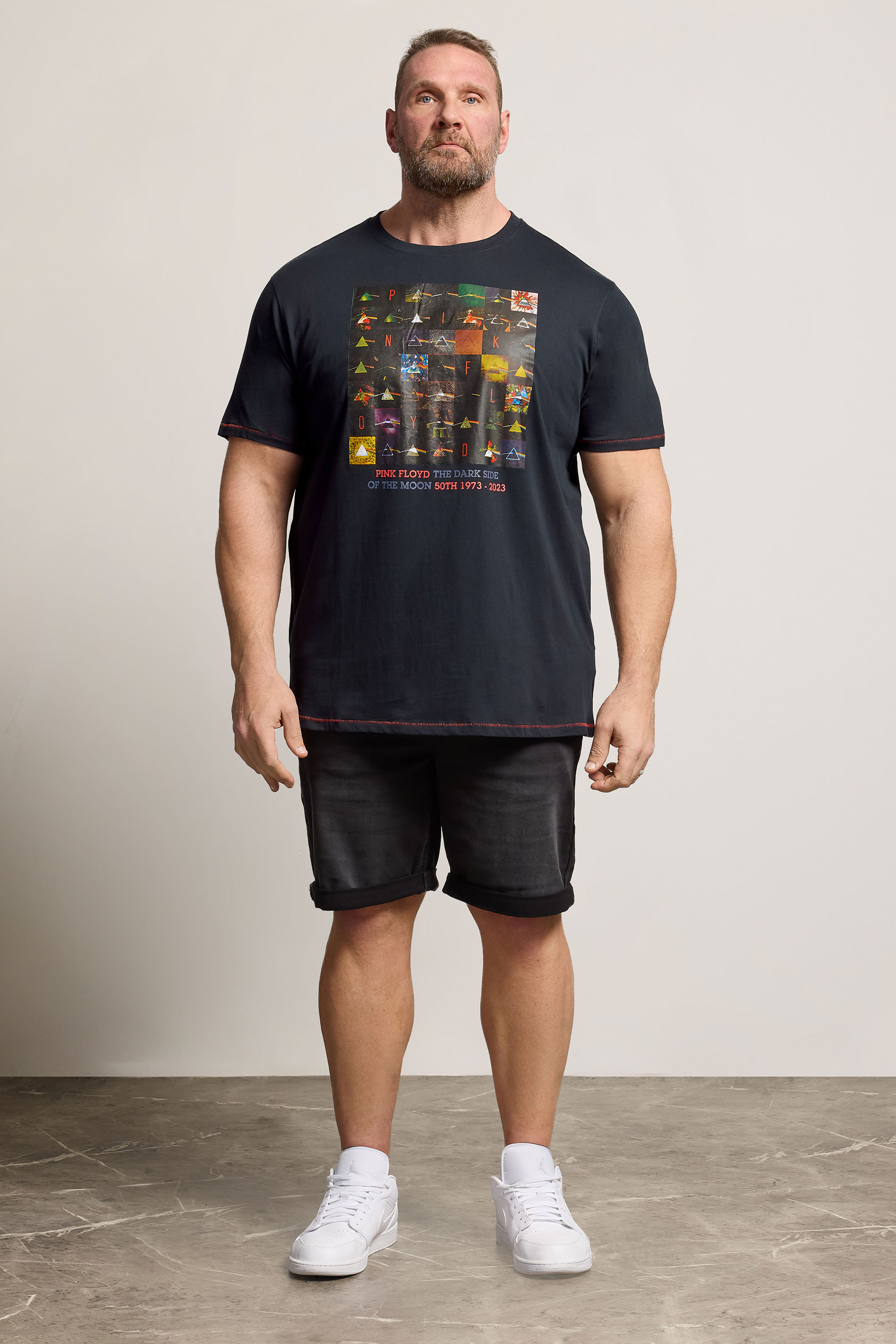 D555 Big & Tall Dark Navy Blue Pink Floyd T-Shirt | BadRhino 1
