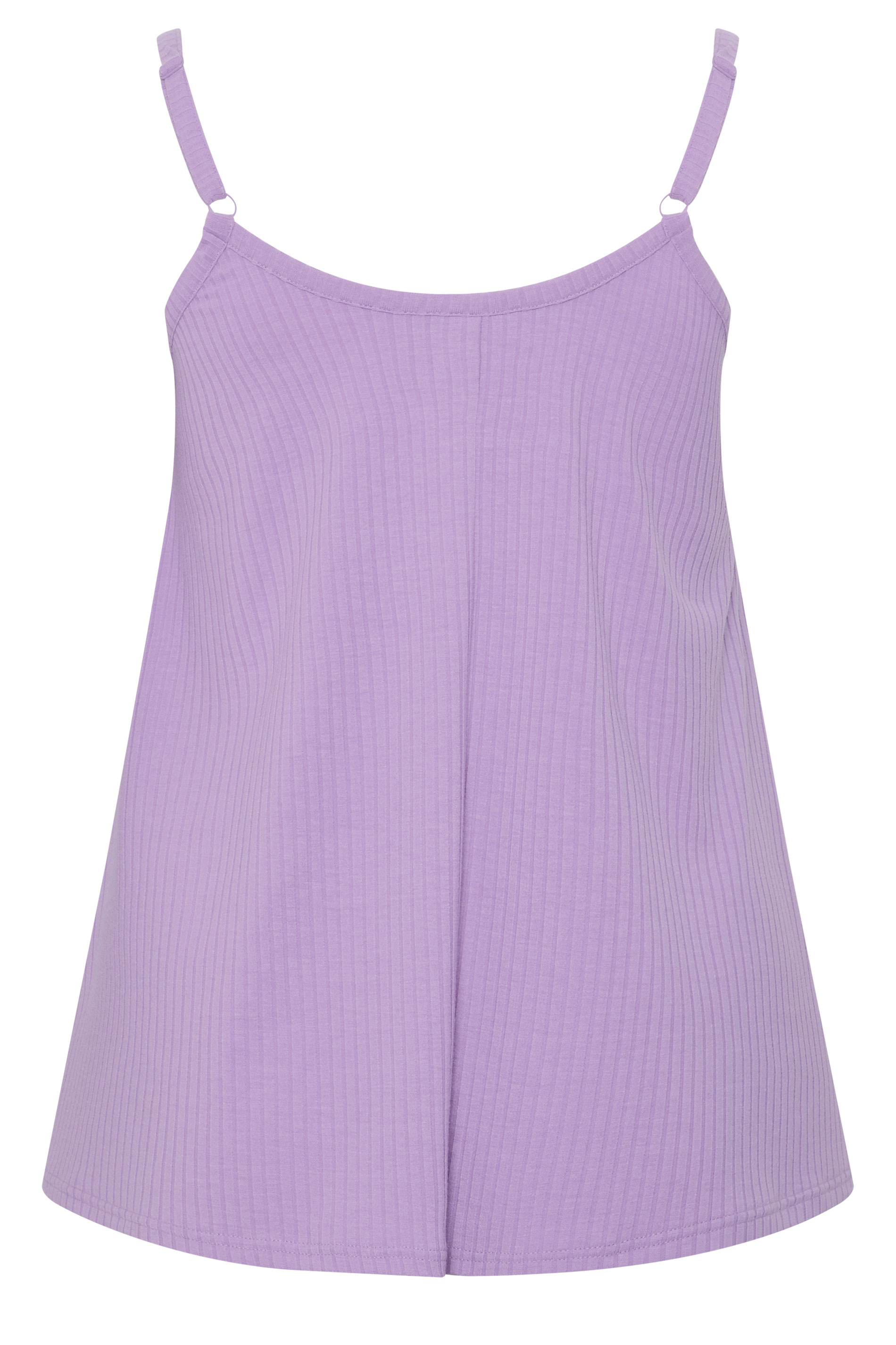 YOURS Plus Size Lilac Purple Ribbed Swing Vest Top | Yours Clothing 2