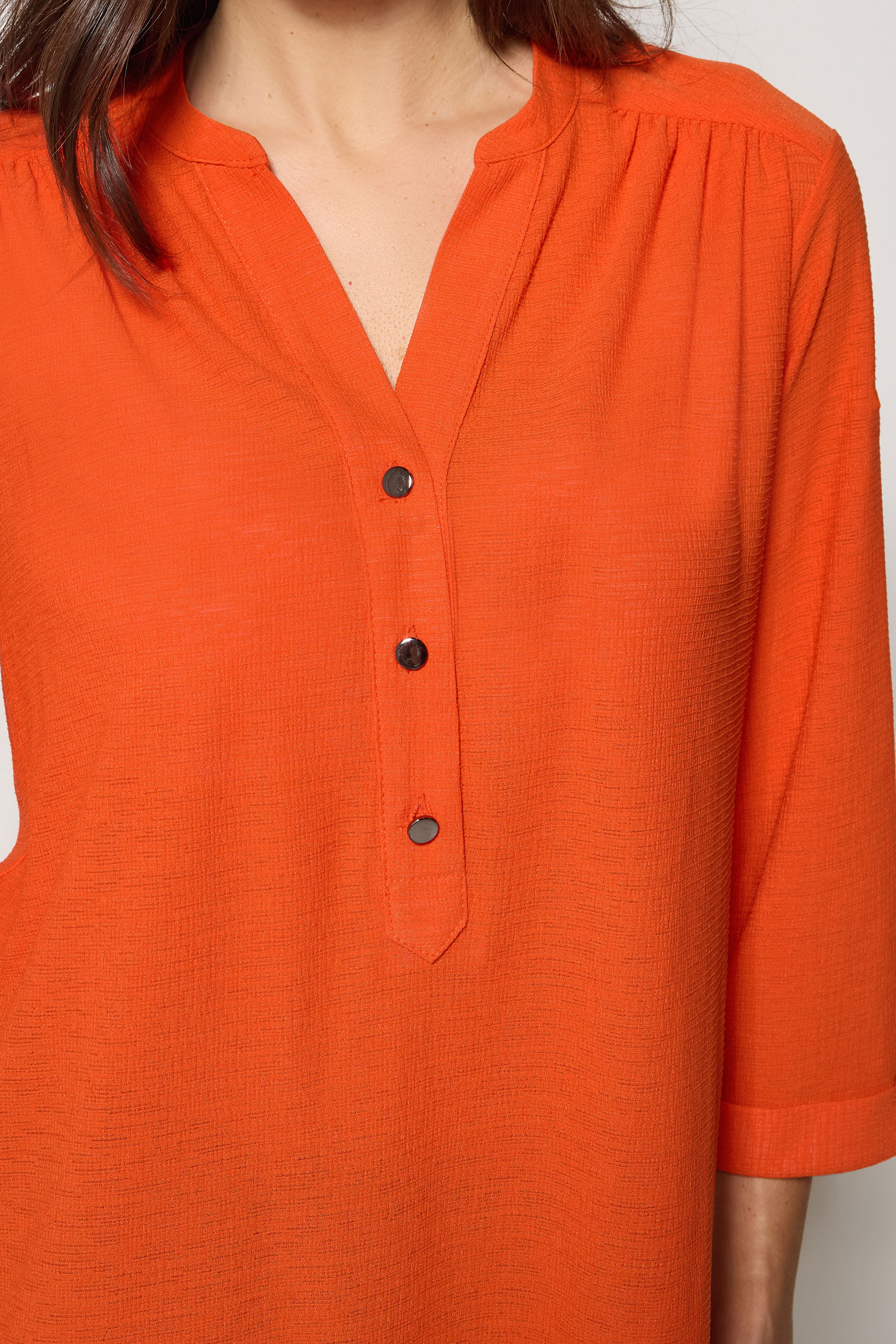 M&Co Orange Textured Half Placket Shirt | M&Co 5
