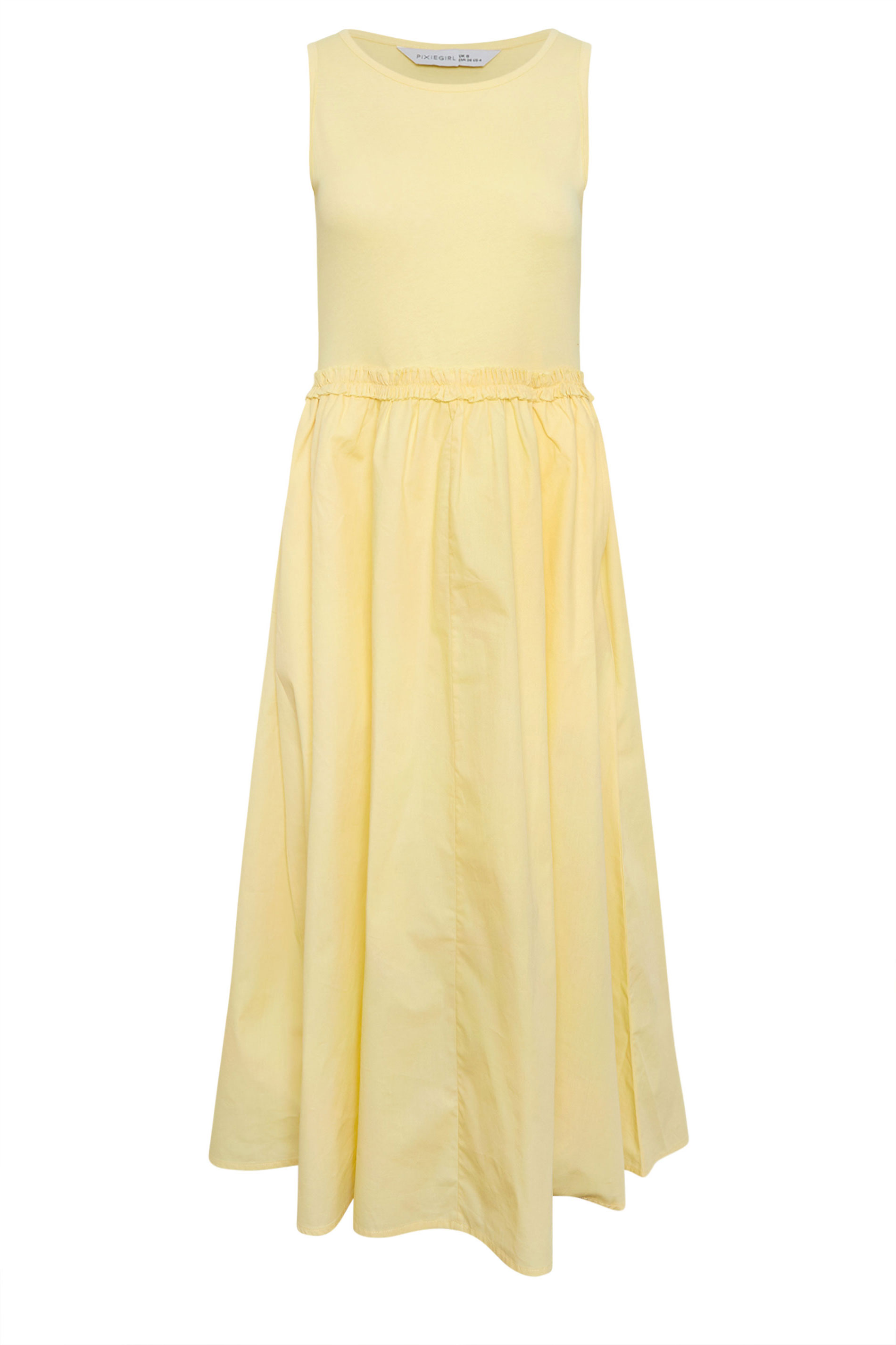 PixieGirl Petite Women's Yellow Ruffle Detail Midi Dress | PixieGirl 6