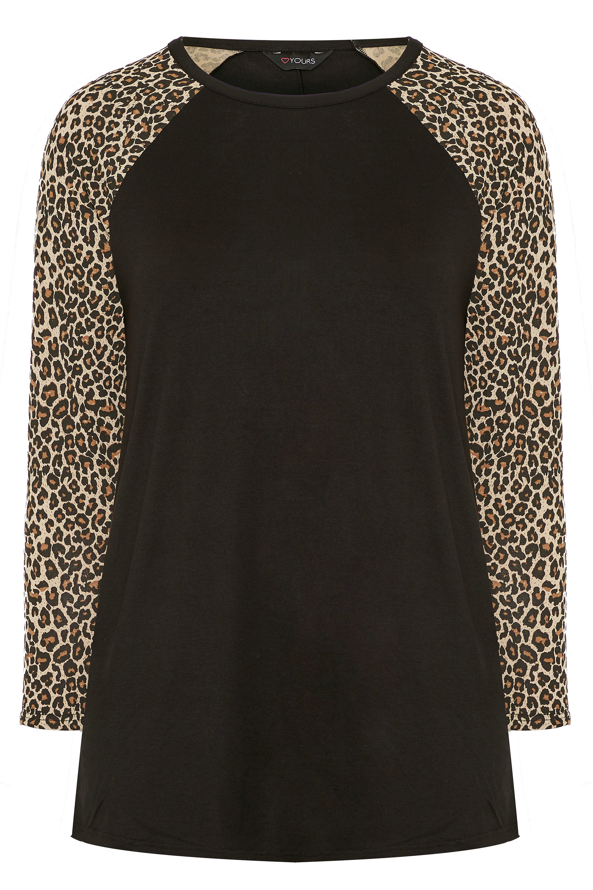 Black Animal Print Long Raglan Sleeve 
