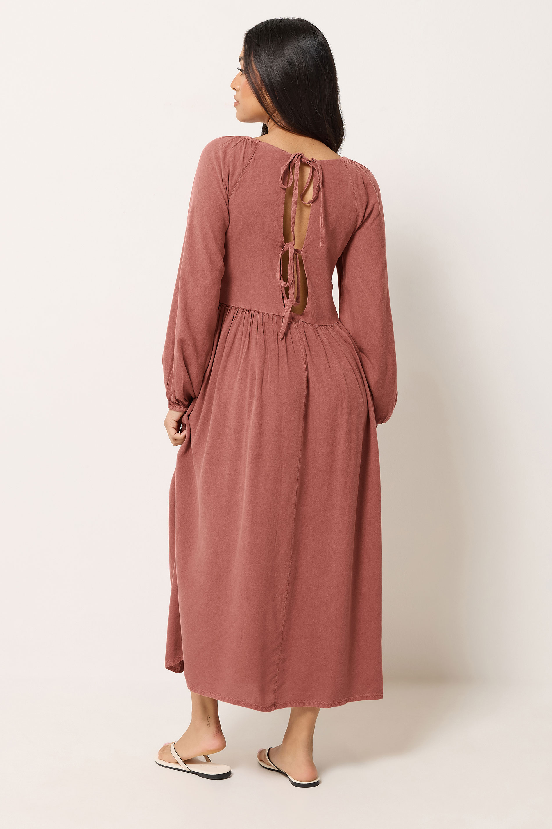 PixieGirl Petite Women's Pink Woven Tie Back Smock Dress | PixieGirl 2