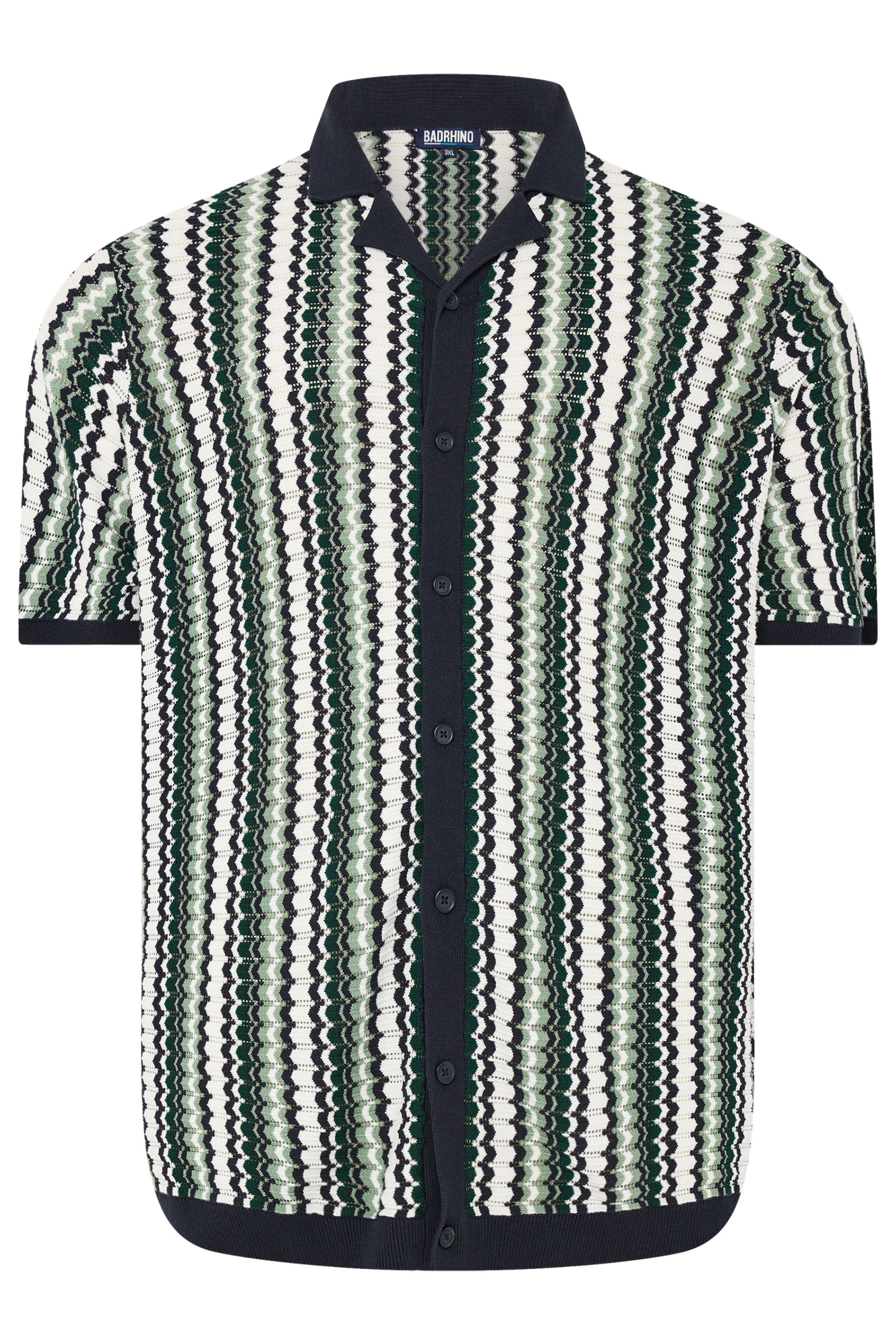 BadRhino Big & Tall Blue & Green Knitted Revere Collar Shirt | BadRhino 6