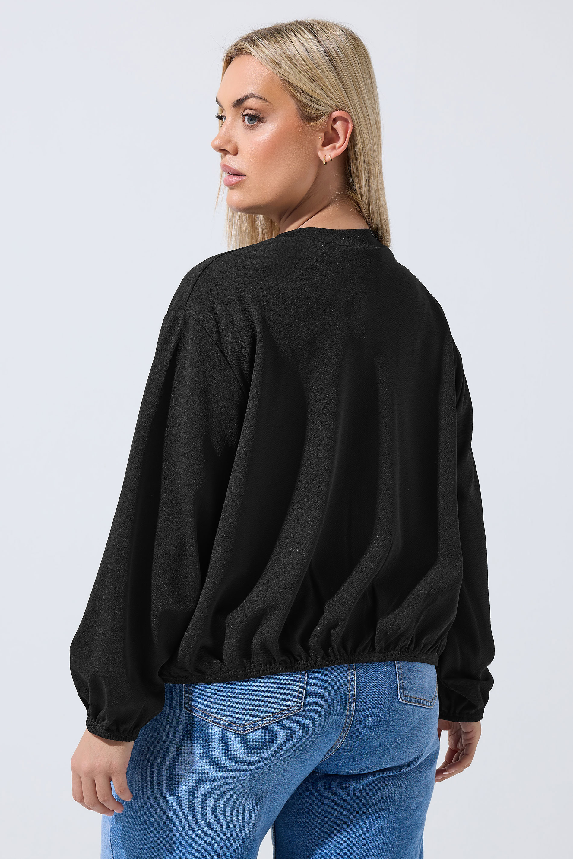 LIMITED COLLECTION Plus Size Black Zip Bomber Jacket | Yours Clothing 4