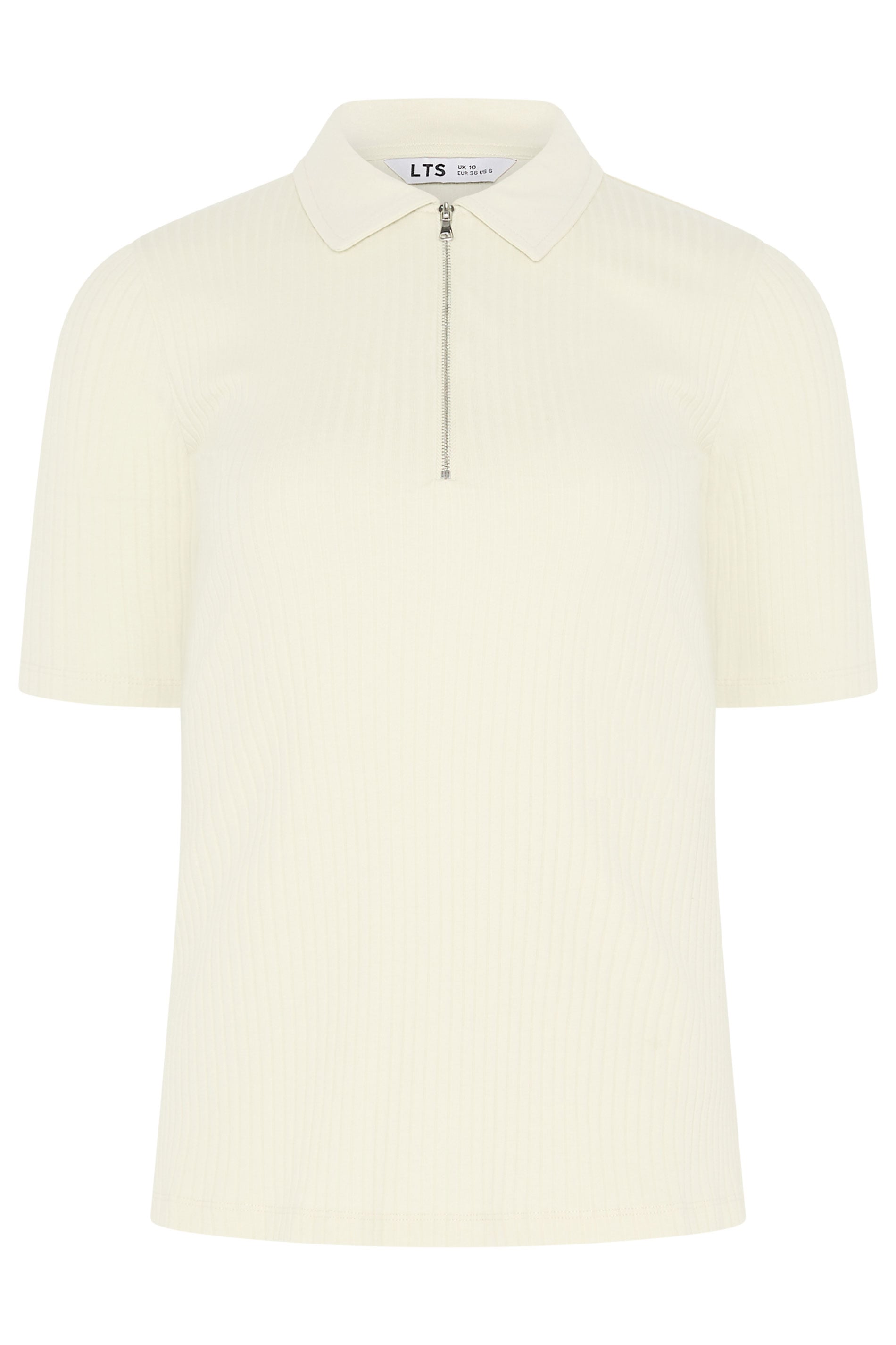 LTS Tall Women's Yellow Half Zip Ribbed Cotton Collared Top | Long Tall Sally 6
