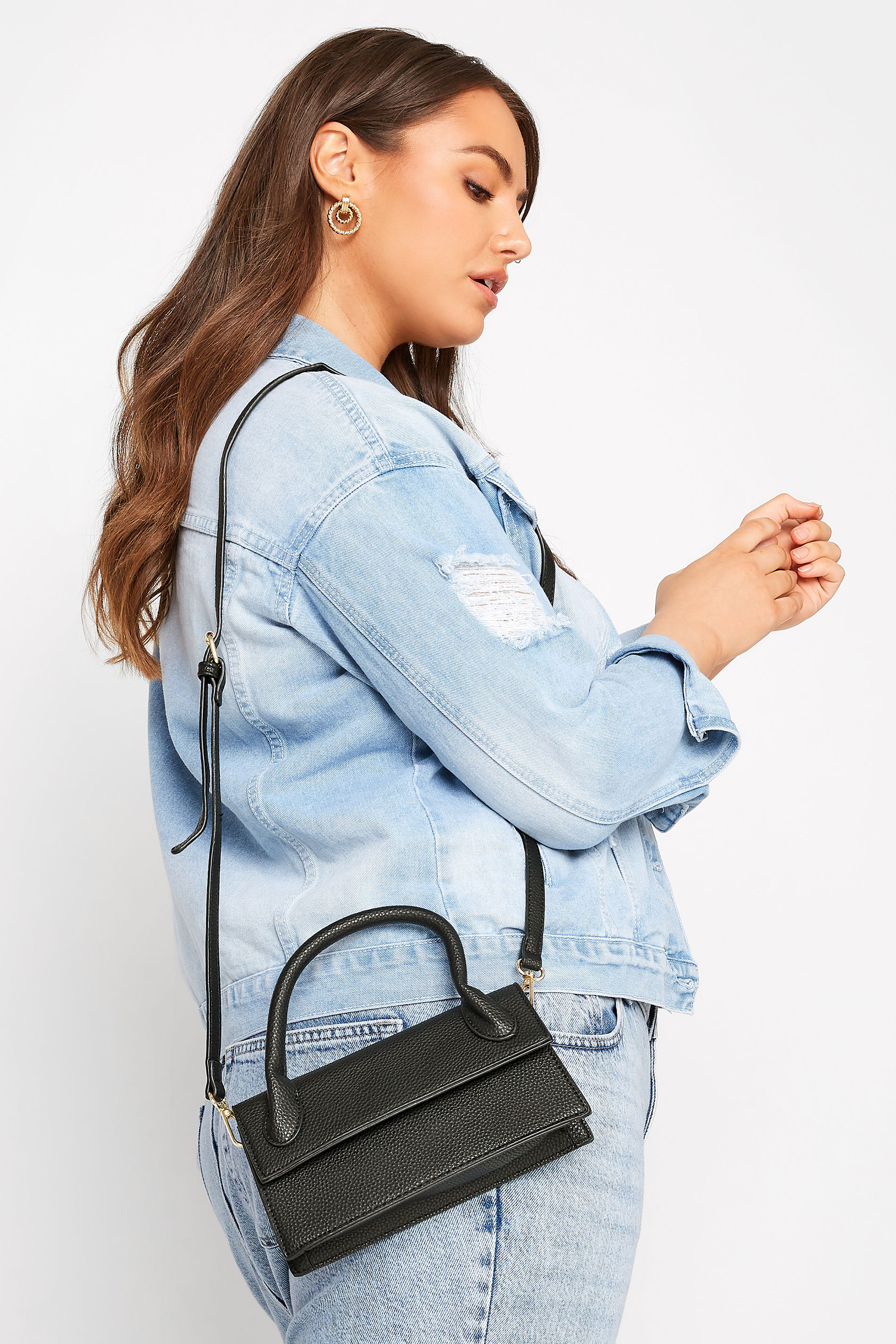 Black Top Handle Crossbody Bag | Yours Clothing  1