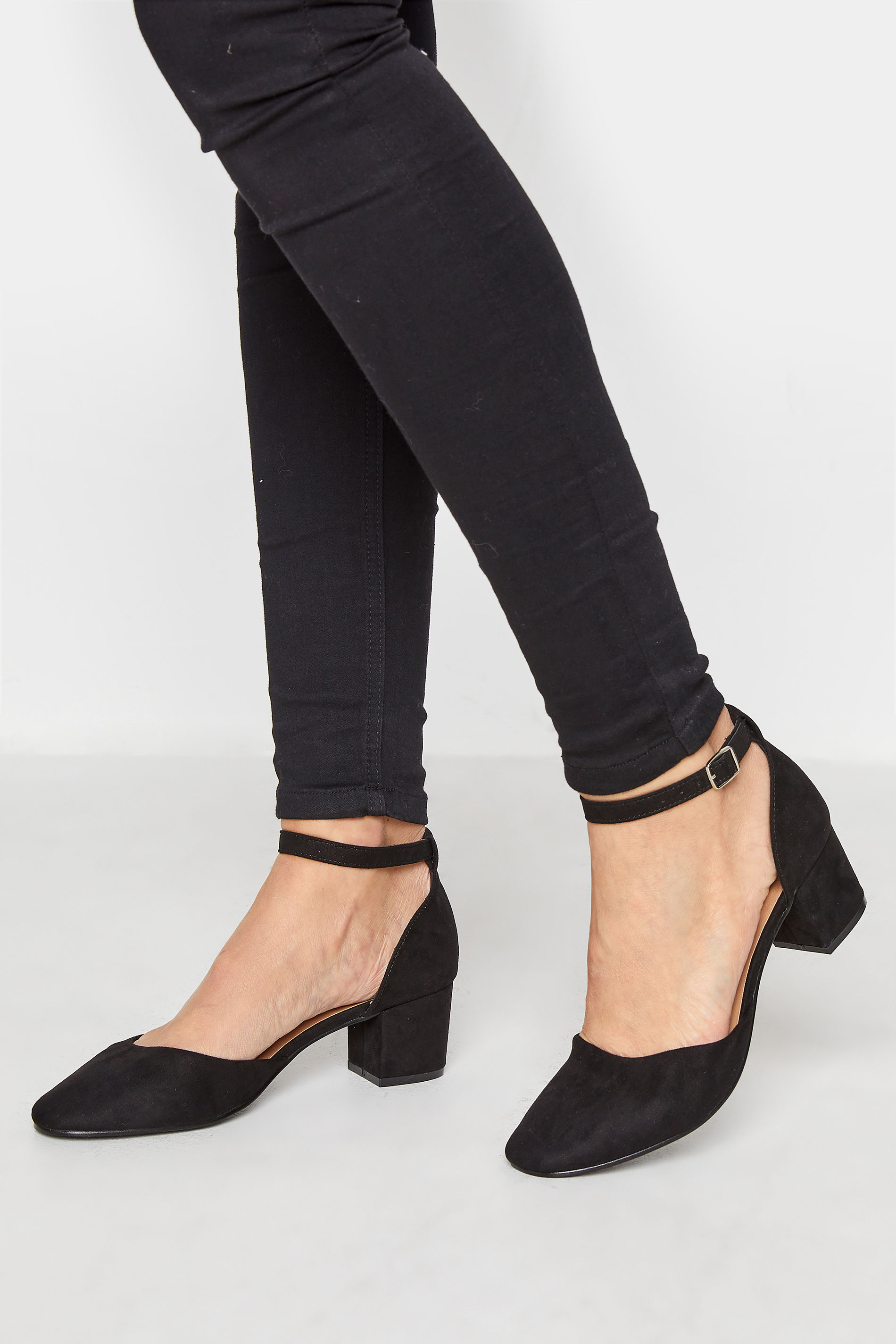 LTS Black Block Heel Court Shoes In Standard Fit | Long Tall Sally 1