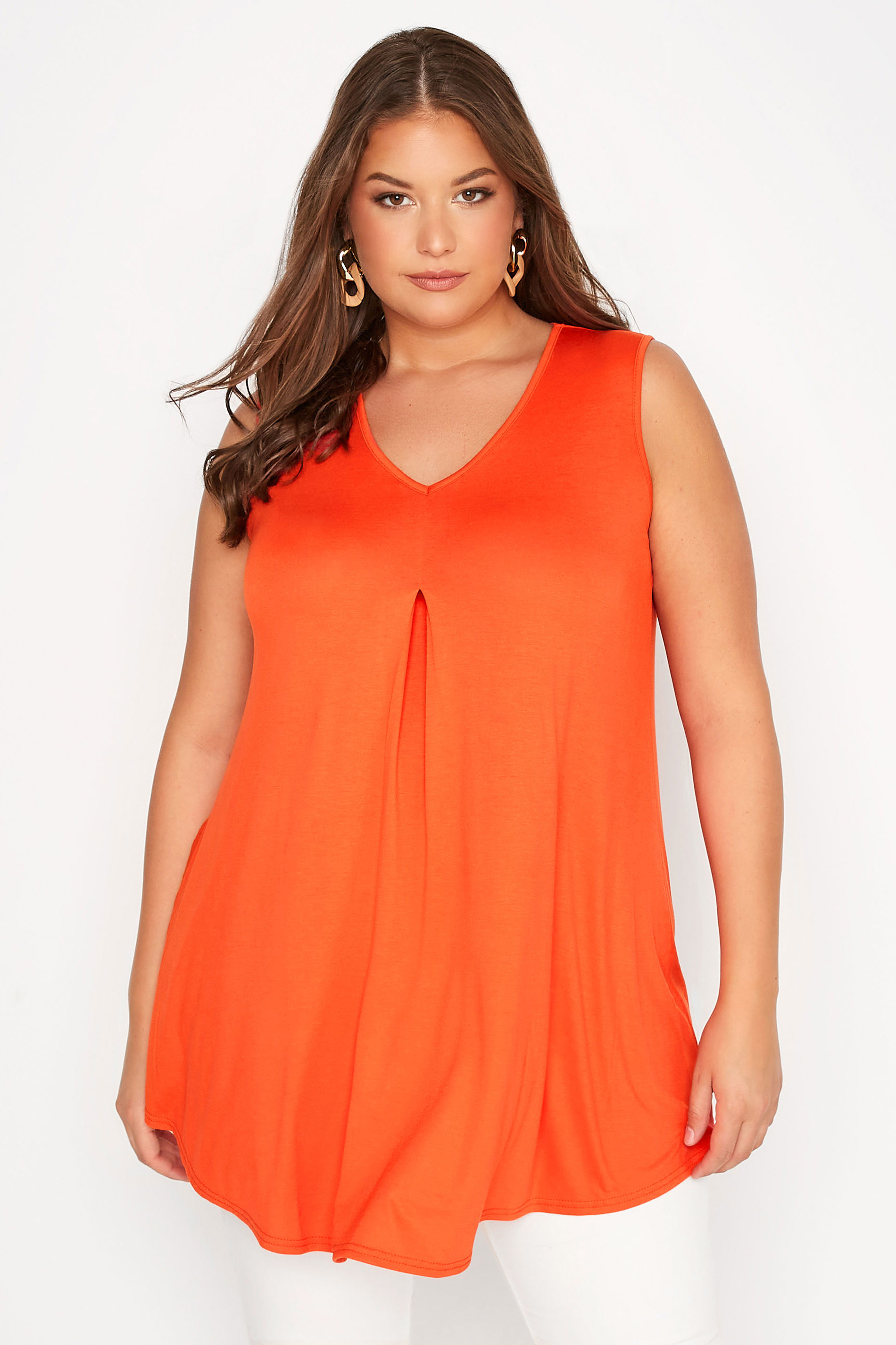 Plus Size Orange Swing Vest Top | Yours Clothing 1