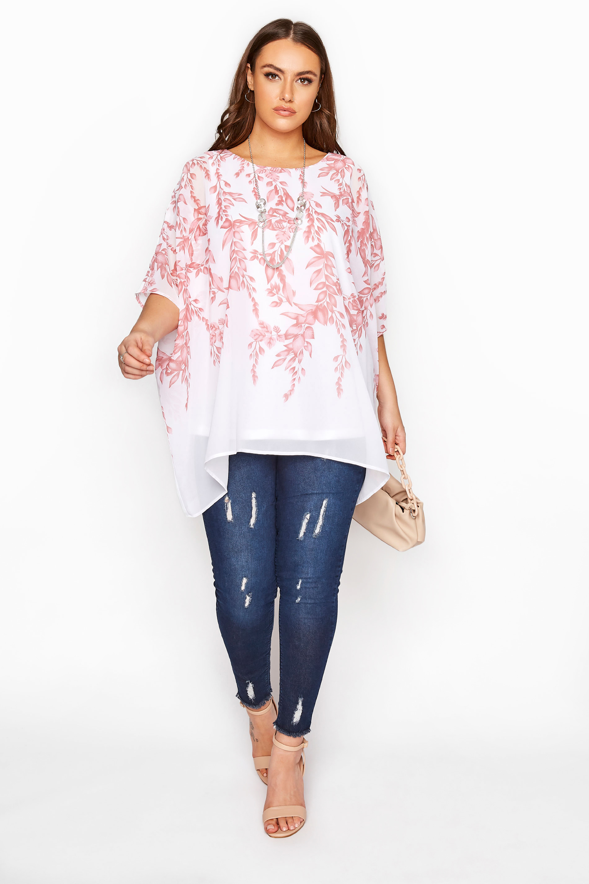 YOURS LONDON Pink Floral Cape Blouse | Yours Clothing