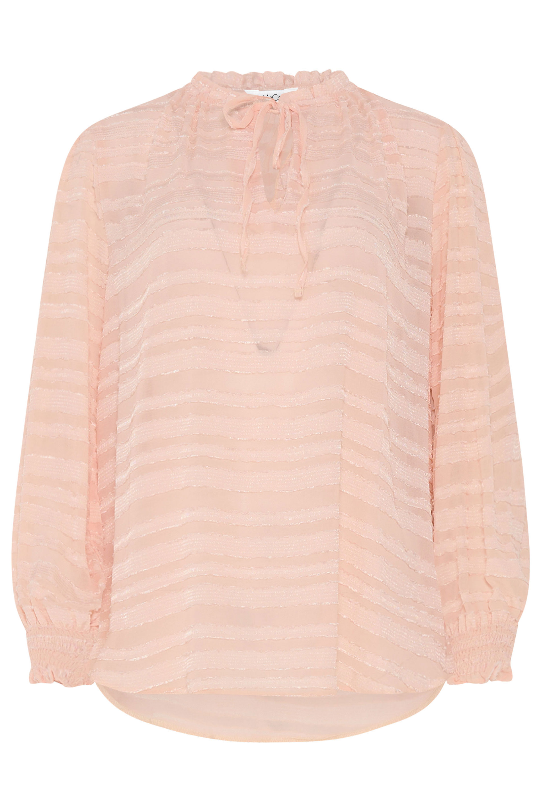 M&Co Pink Textured Stripe Tie Neck Blouse | M&Co 5