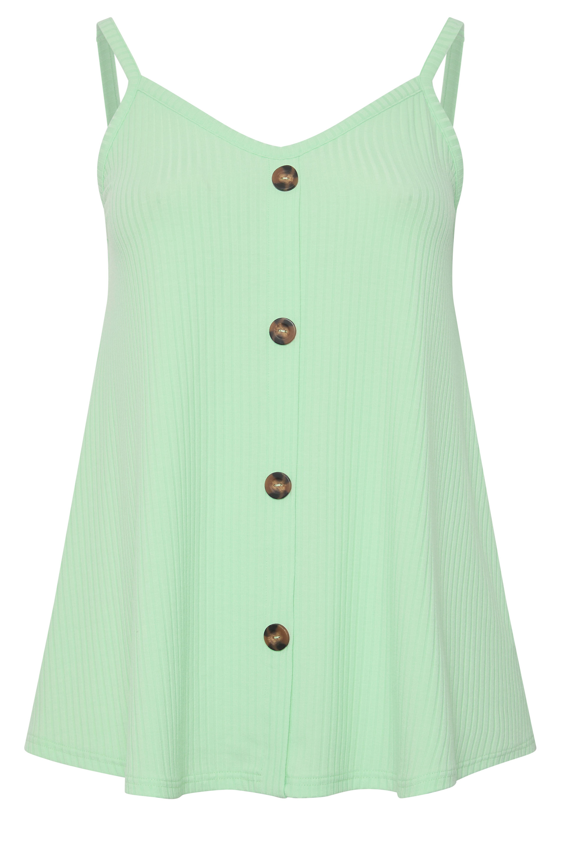 YOURS Plus Size Mint Green Ribbed Swing Vest Top | Yours Clothing 1
