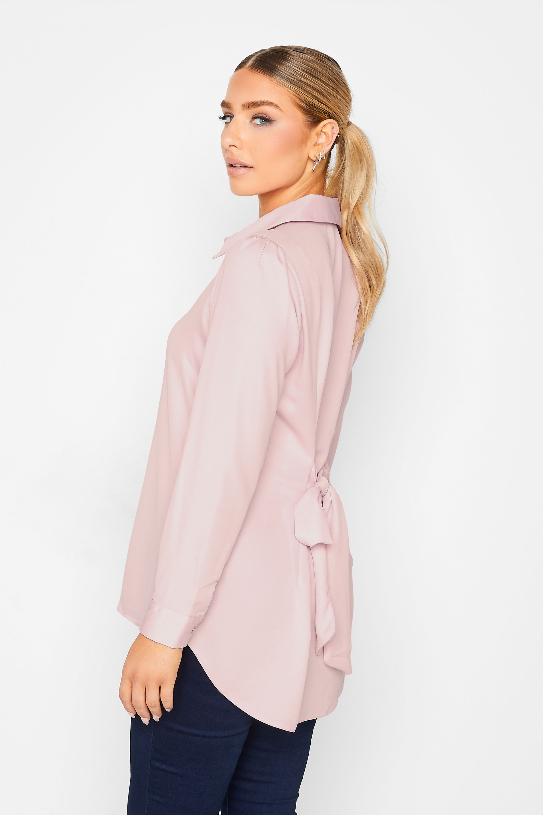 M&Co Light Pink Tie Back Tunic Shirt | M&Co 3