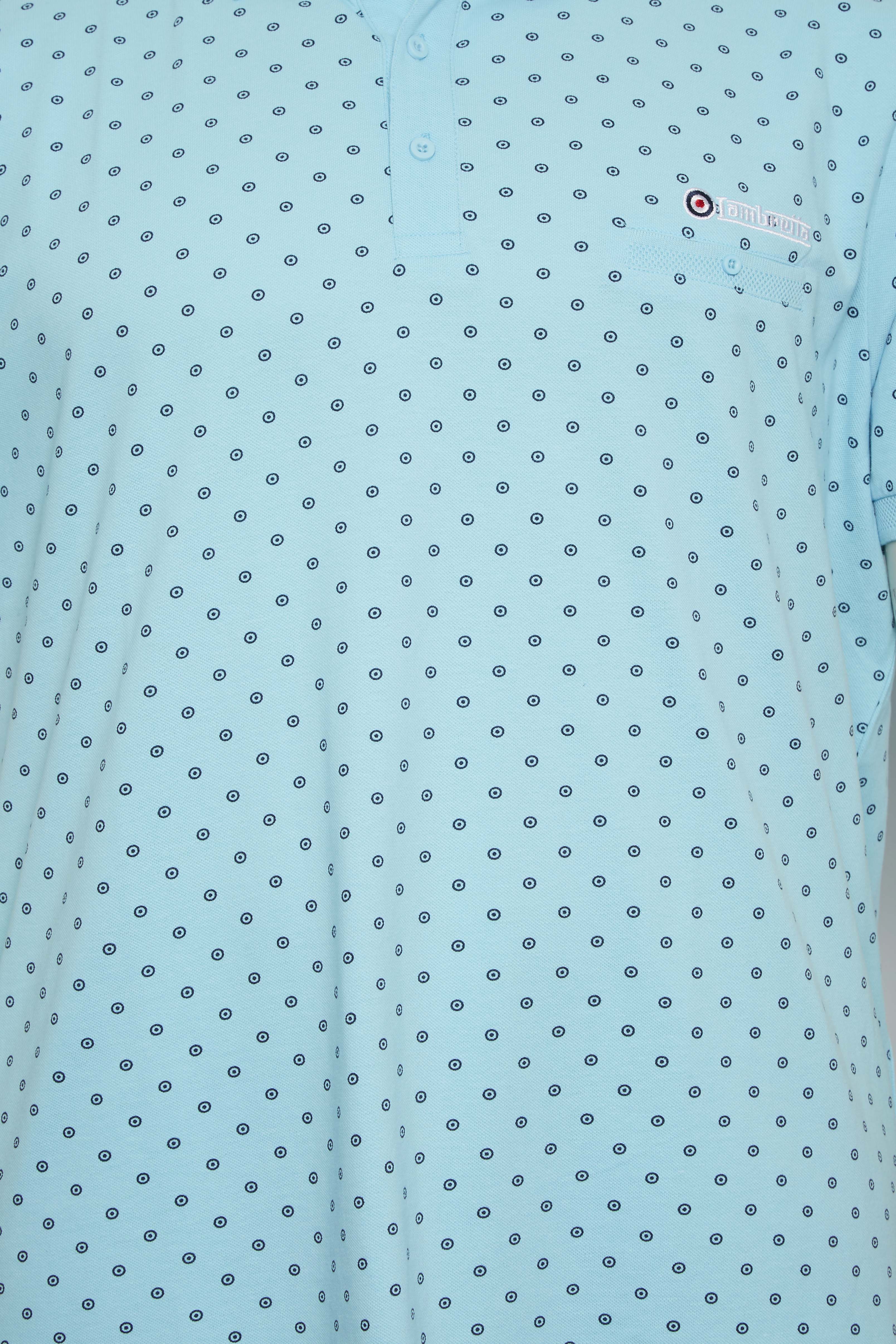 LAMBRETTA Big & Tall Plus Size Light Blue Target Print Polo Shirt | BadRhino  2
