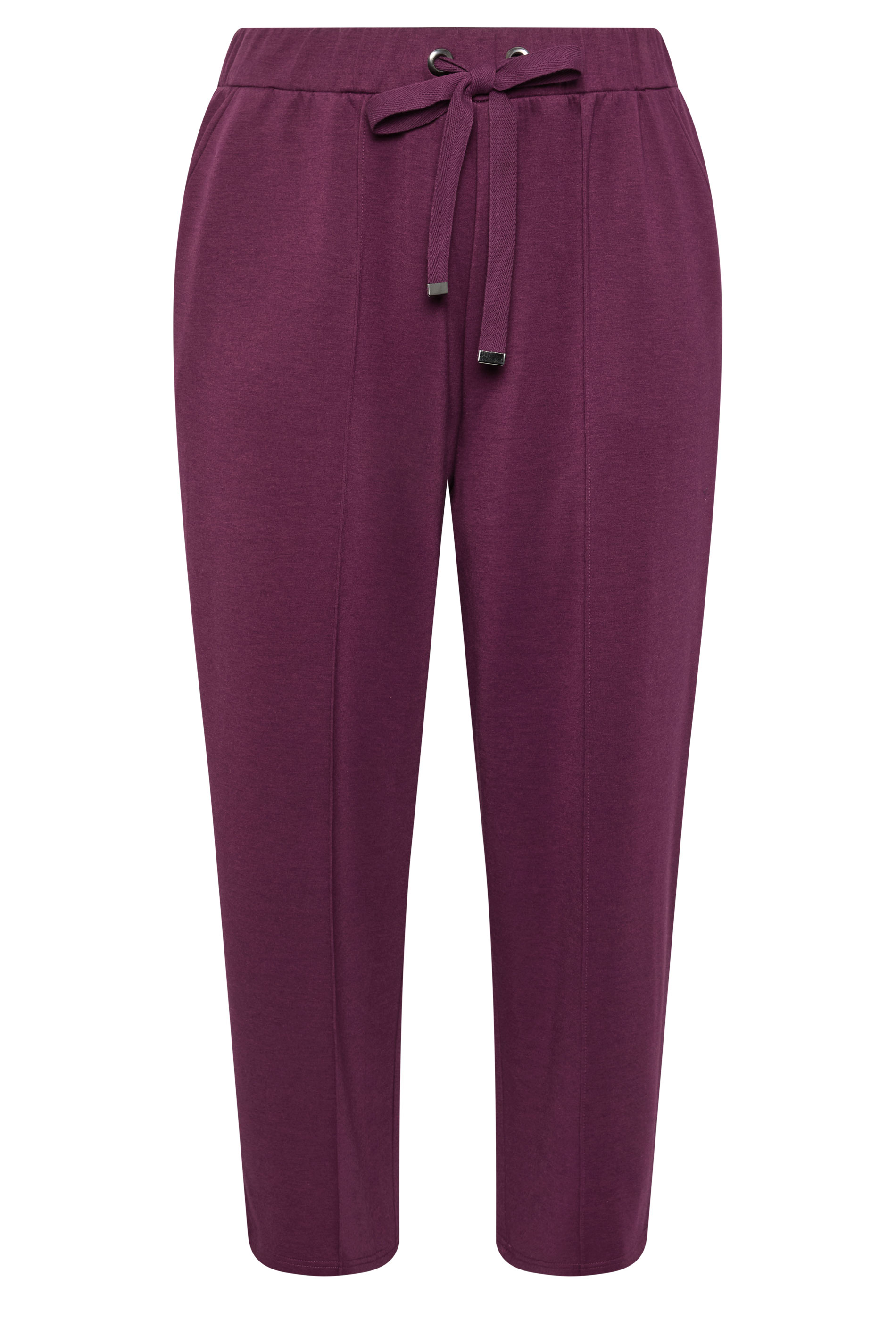 EVANS Plus Size Berry Red Luxe Wide Leg Joggers | Evans 1