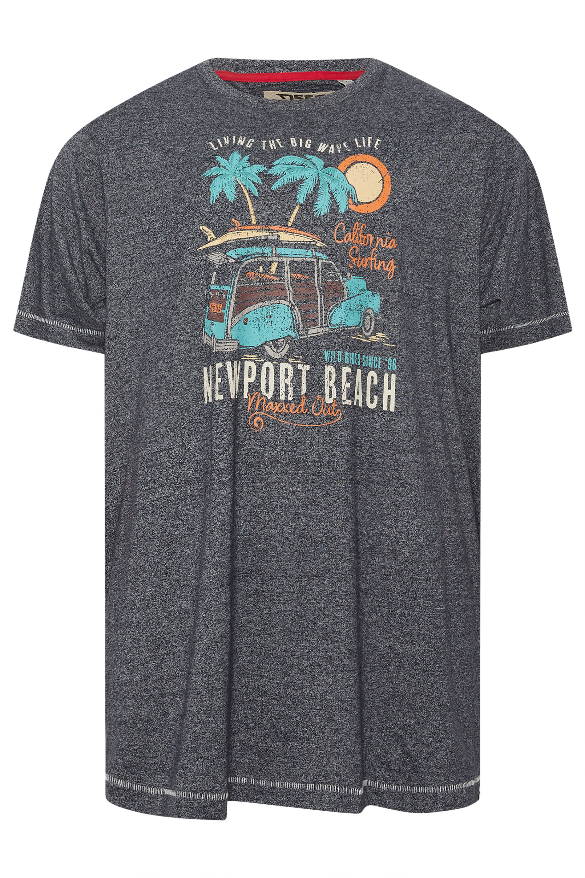 D555 Big & Tall Grey Beach Graphic T-Shirt | BadRhino 2