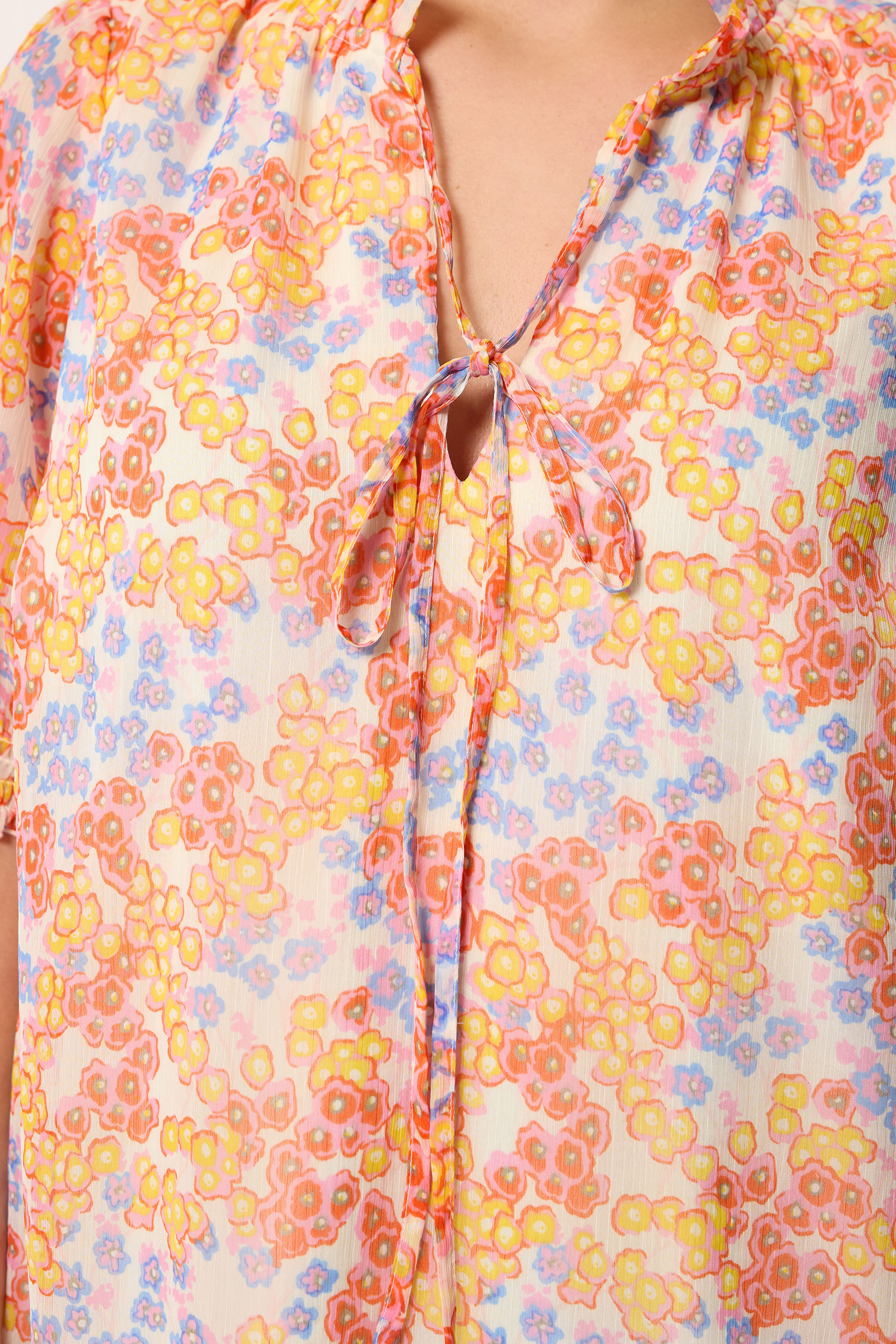 YOURS Plus Size White Floral Frill Neck Blouse | Yours Clothing 5