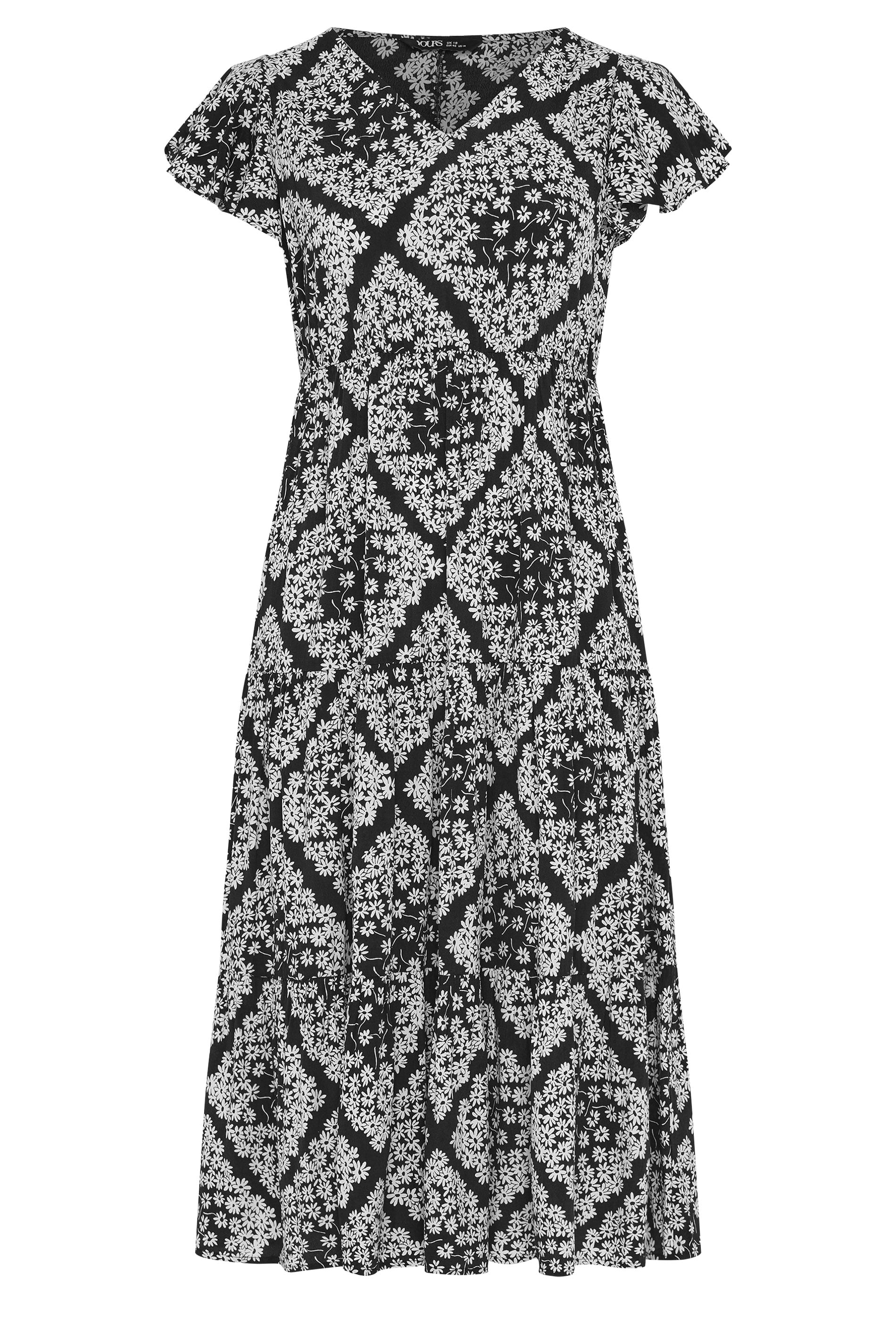 YOURS Plus Size  Black Daisy Smock Dress | Yours Clothing 5