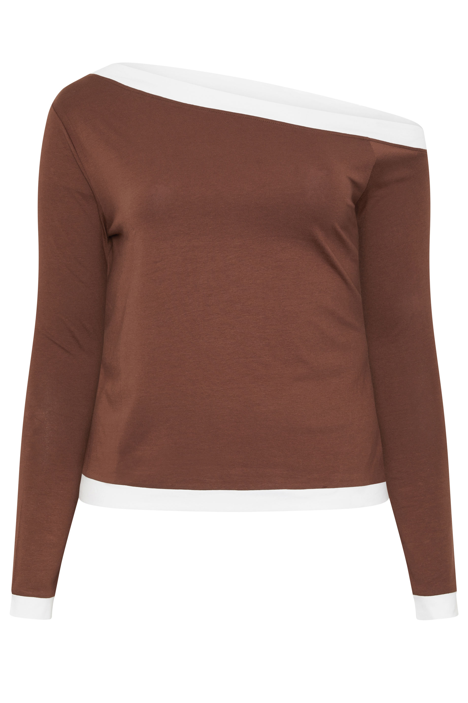 LIMITED COLLECTION Plus Size Chocolate Brown Contrast Off Shoulder Top | Yours Clothing 5