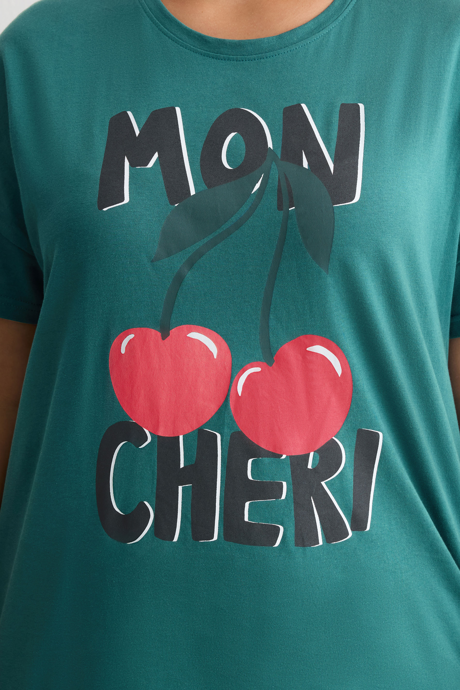 YOURS Plus Size Green 'Mon Cheri' Pyjama Set | Yours Clothing 4