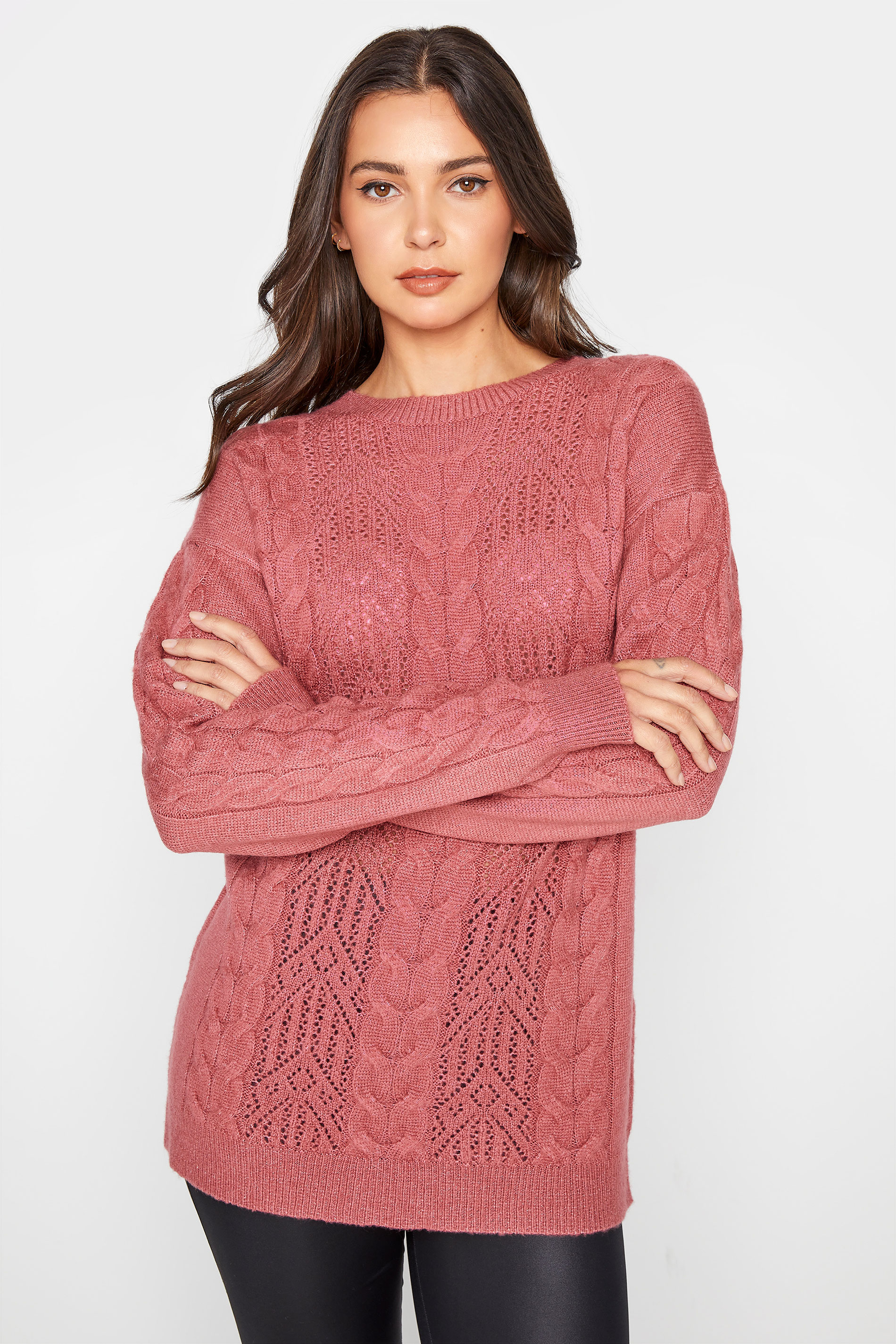 LTS Tall Pink Pointelle Knitted Jumper 1
