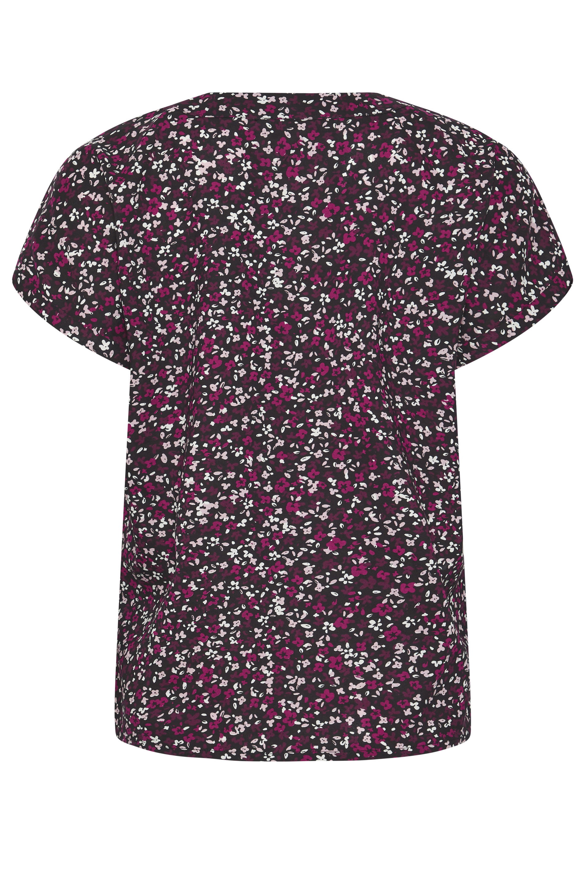 M&Co Berry Purple Ditsy Floral Print Button Front Blouse | M&Co 6