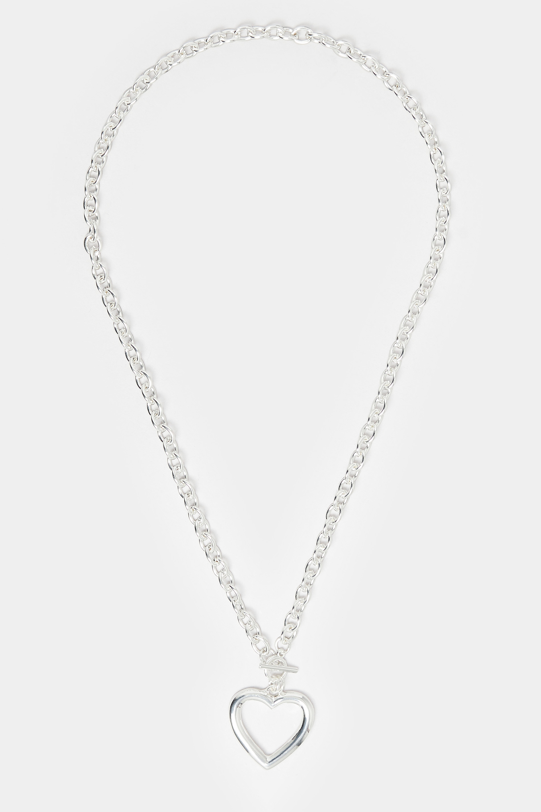 Silver Chain Heart Necklace | Yours Clothing  2