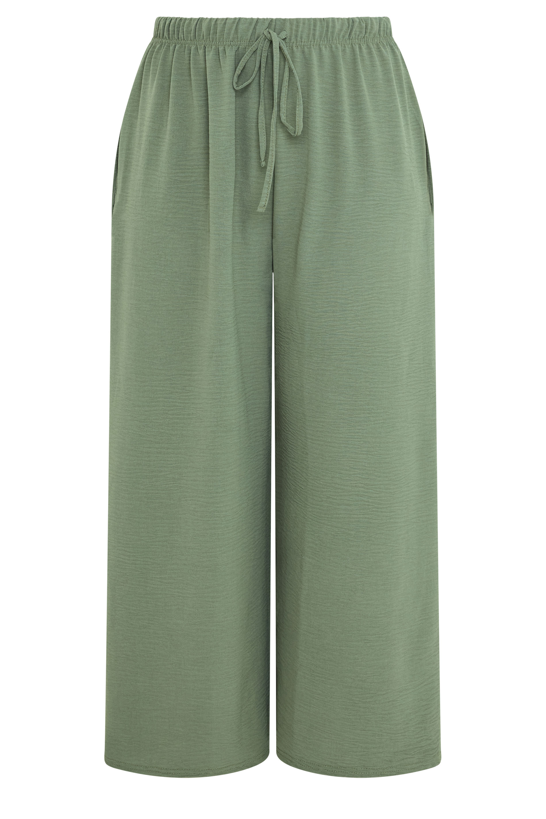 YOURS Plus Size Khaki Green Wide Leg Trousers | Yours Clothing 5