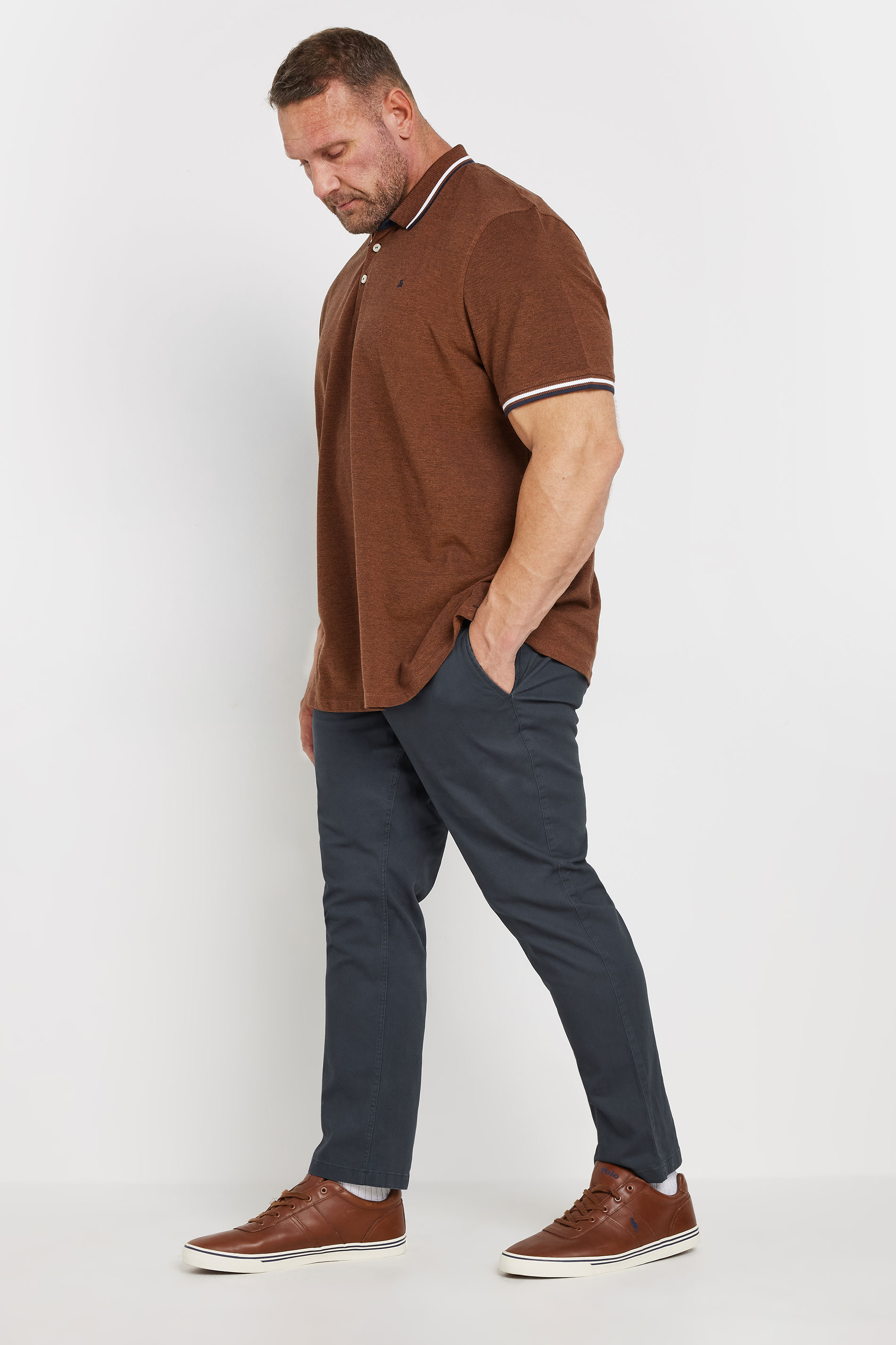 JACK & JONES Big & Tall Navy Blue 'Marco' Chino Trousers | BadRhino 3