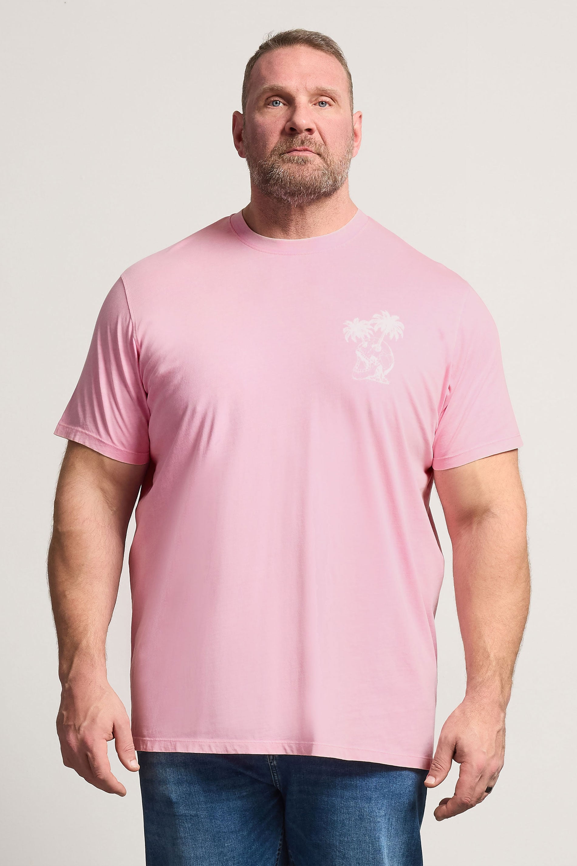 BadRhino Big & Tall Light Pink Acid Wash Graphic T-Shirt | BadRhino 1