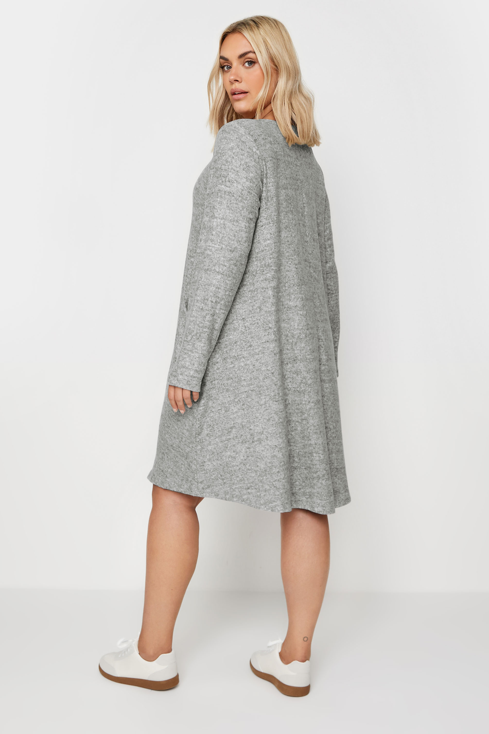 YOURS Curve Grey Soft Touch Pocket Midi Dress | Yours Clothing 3