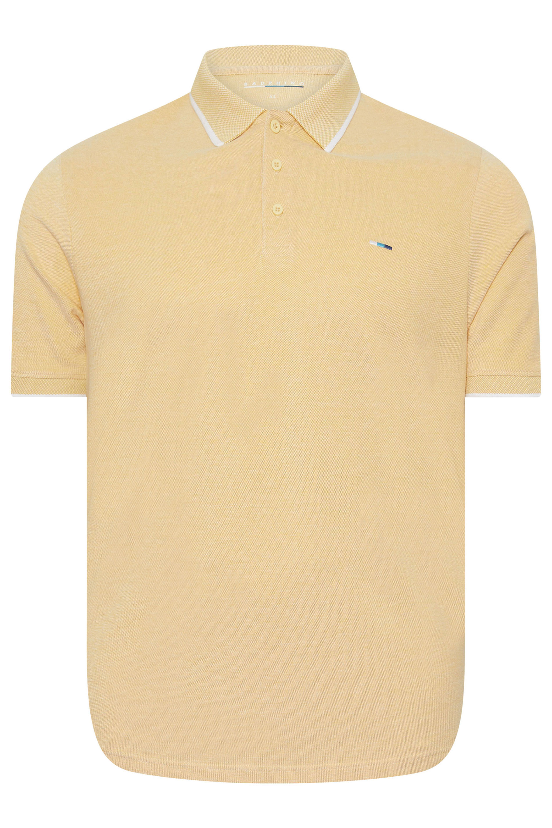 BadRhino Big & Tall Yellow Birdseye Tipped Polo Shirt | BadRhino 3