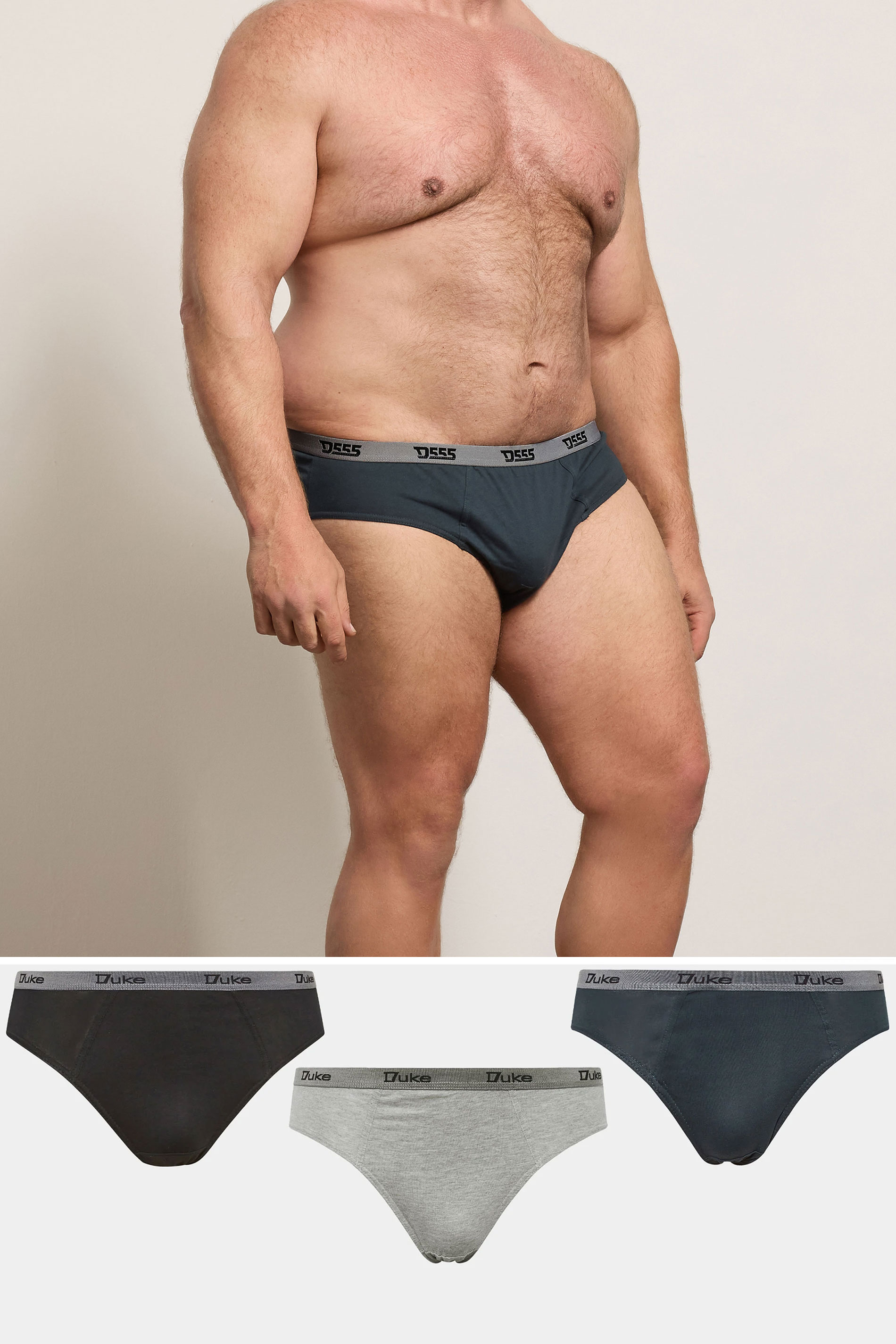 D555 Grey 3 PACK Briefs | BadRhino 1