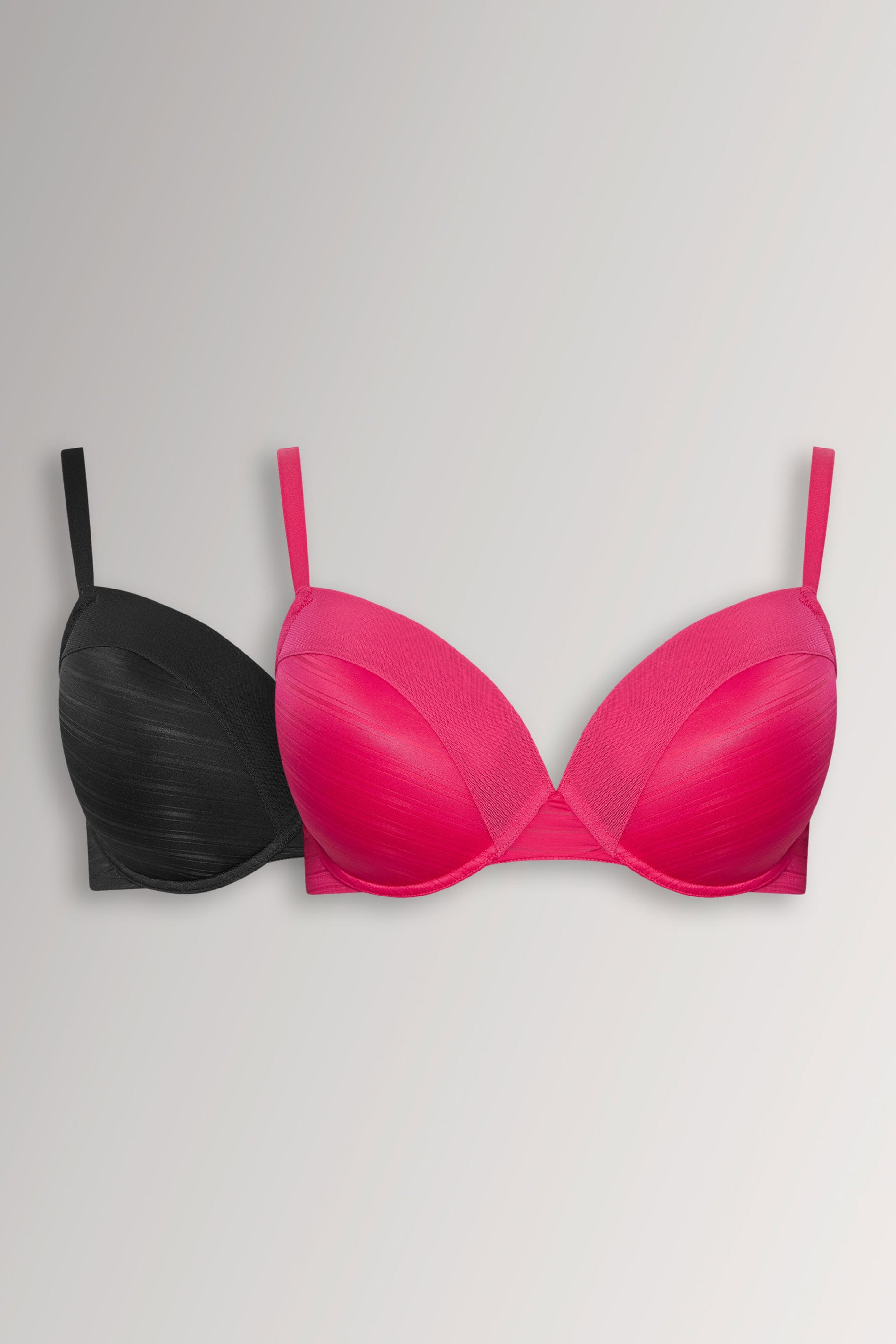 YOURSET 2 PACK Plus Size Black & Pink Burnout Stripe T-Shirt Bras | Yours Clothing 3